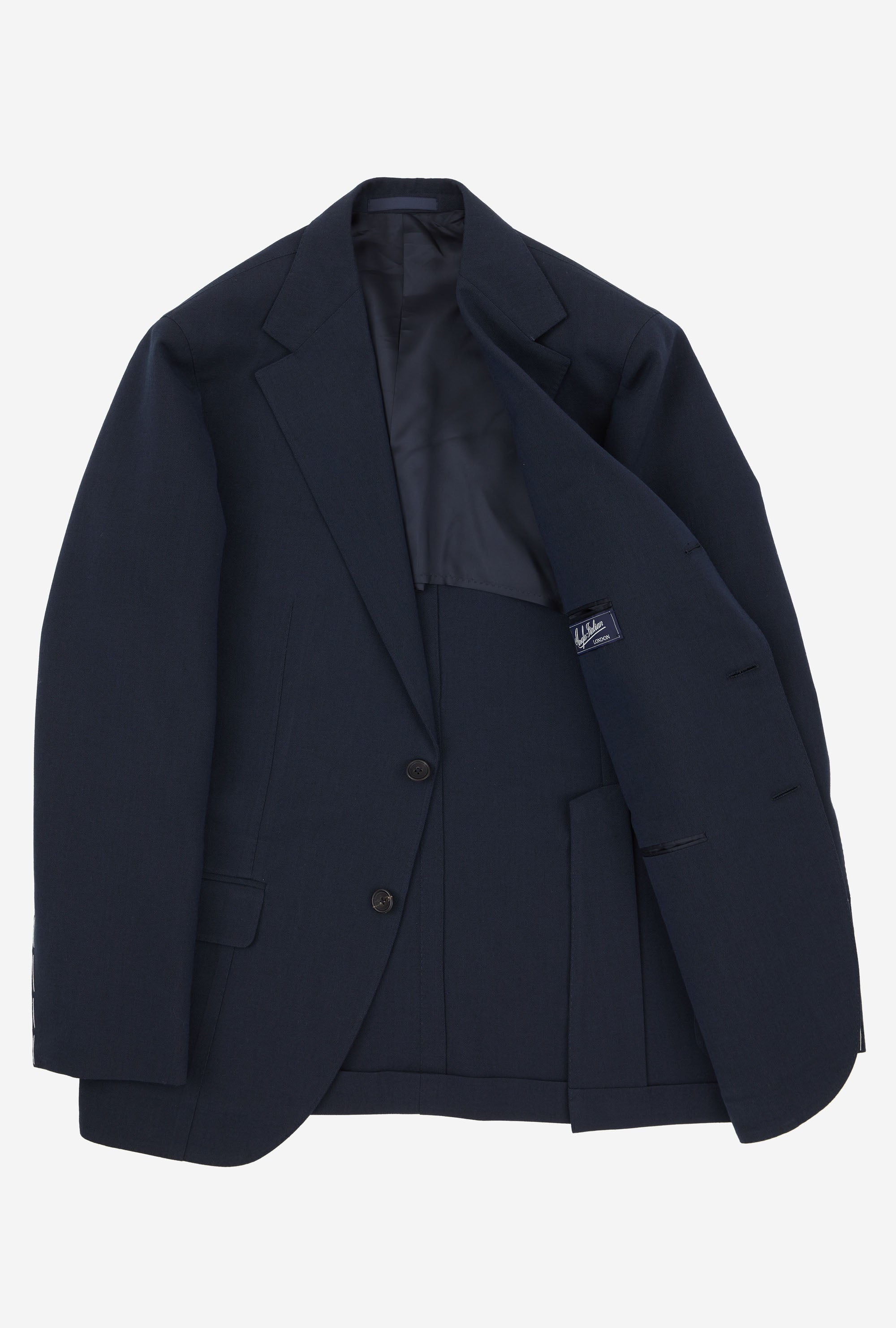 Suit Single Breasted Wool Cotton Navy