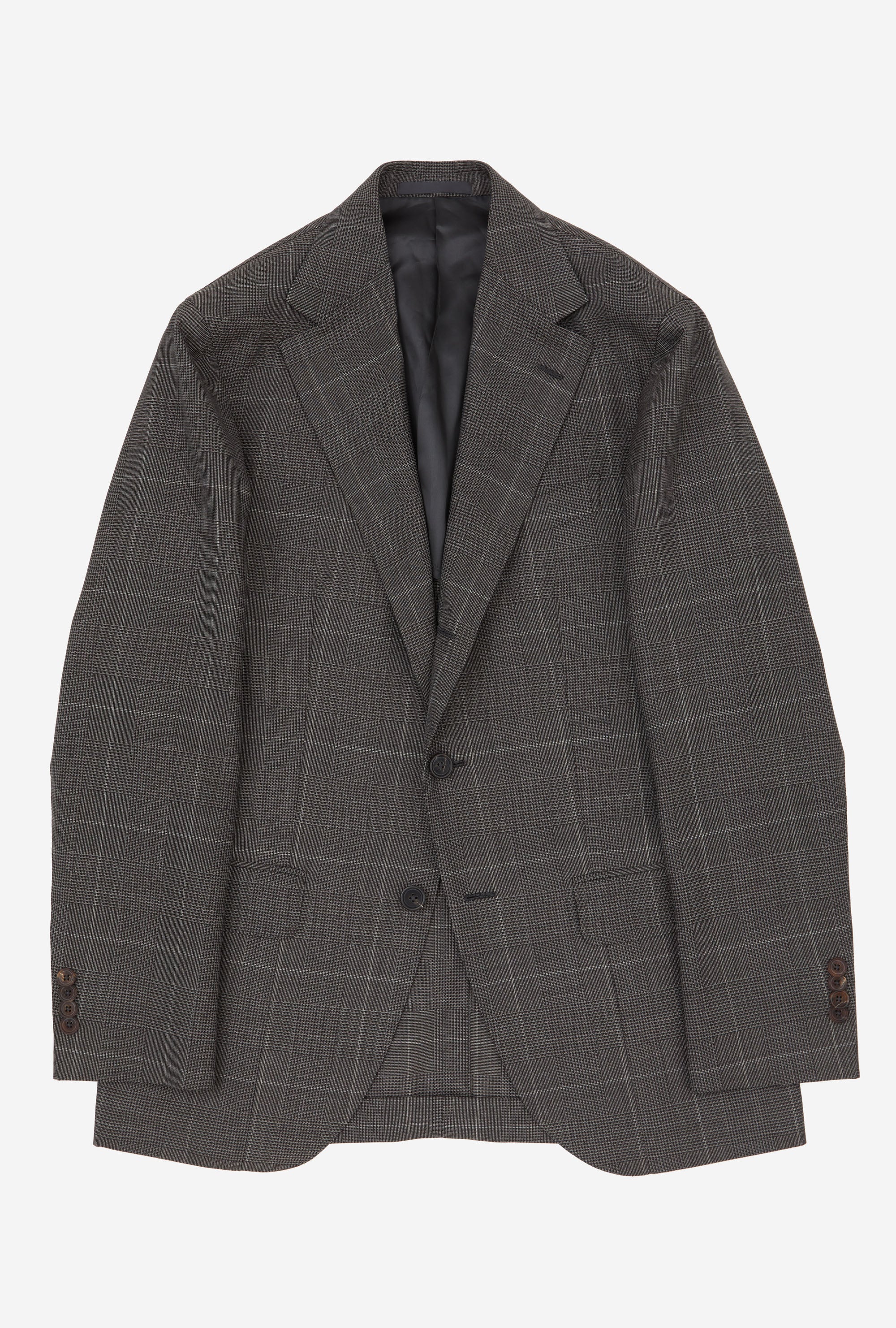 Suit Single Breasted Dark Taupe Glen Plaid Stone Overcheck