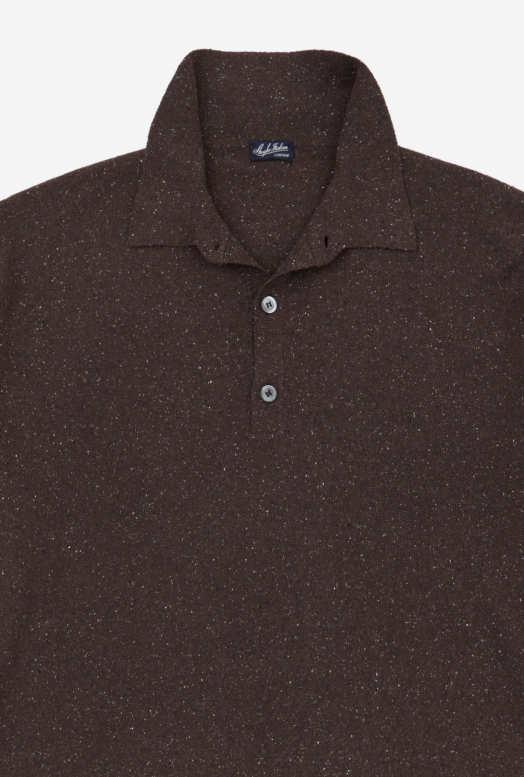 Knitted Polo Silk Brown Melange