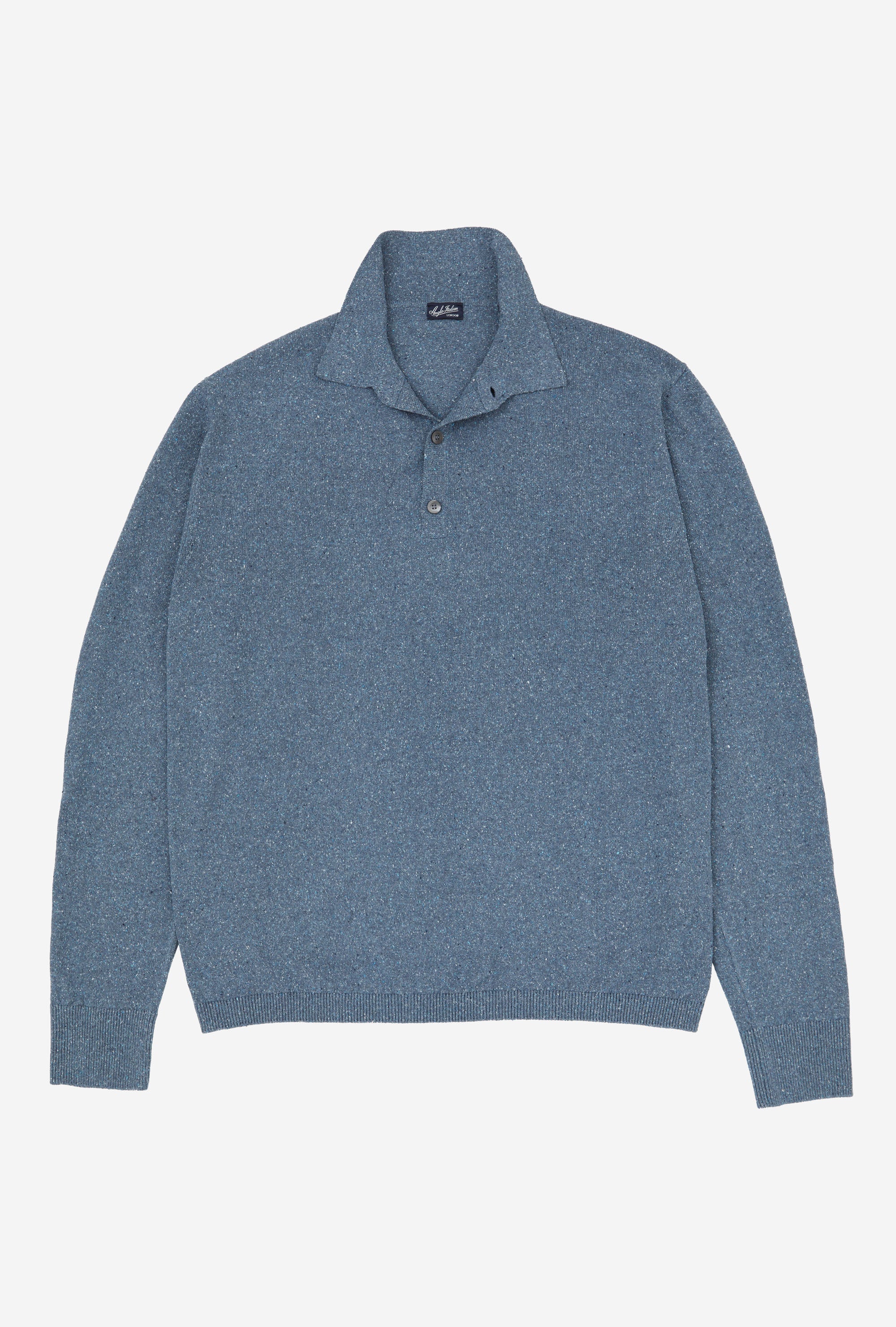 Knitted Polo Silk Airforce Blue Melange