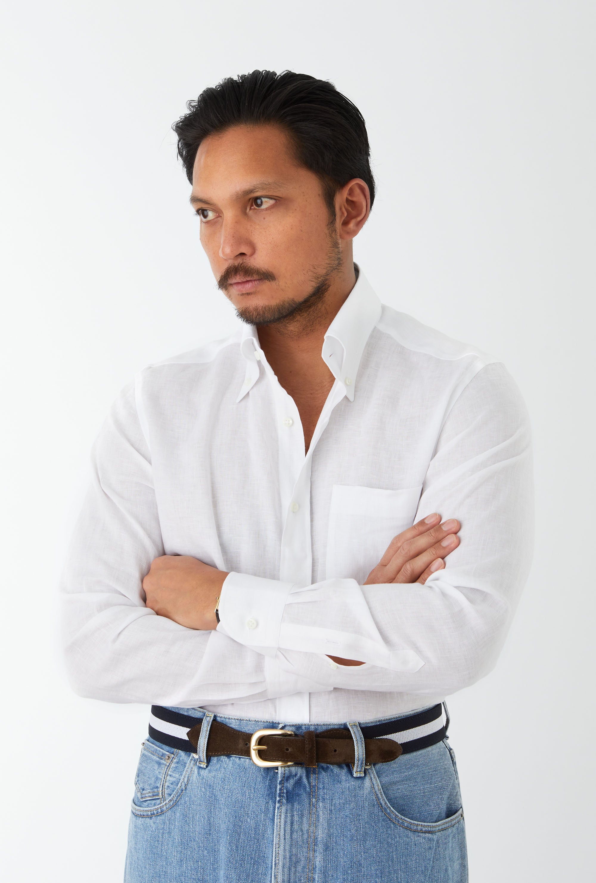 Button Down Linen Shirt White