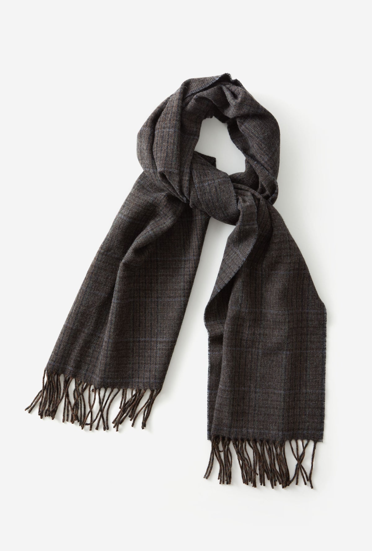 Wool Scarf Brown Glen Plaid Green Sky Overcheck