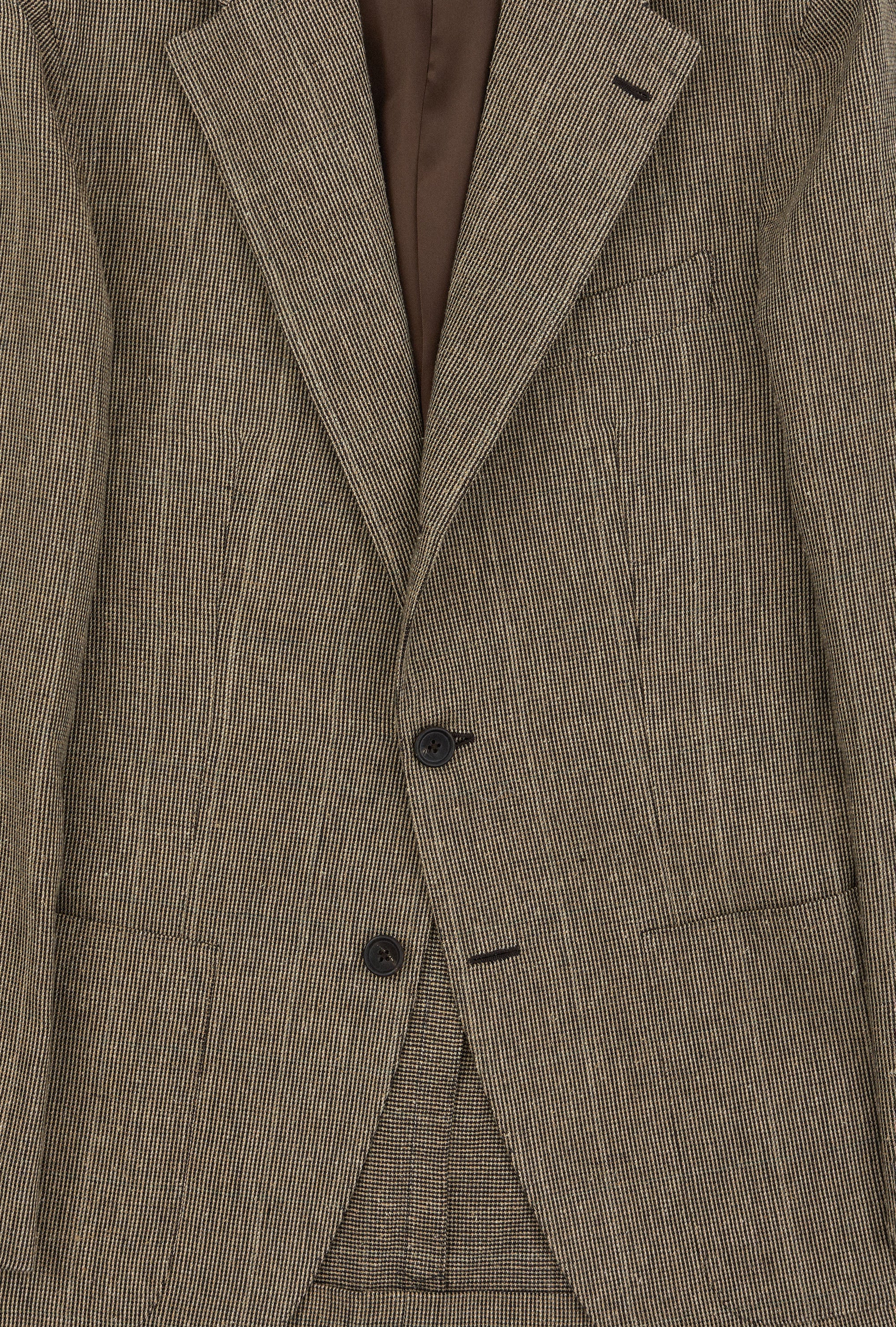 Sport Jacket Linen-Cotton-Silk Wheat Tickweave Forest Overcheck