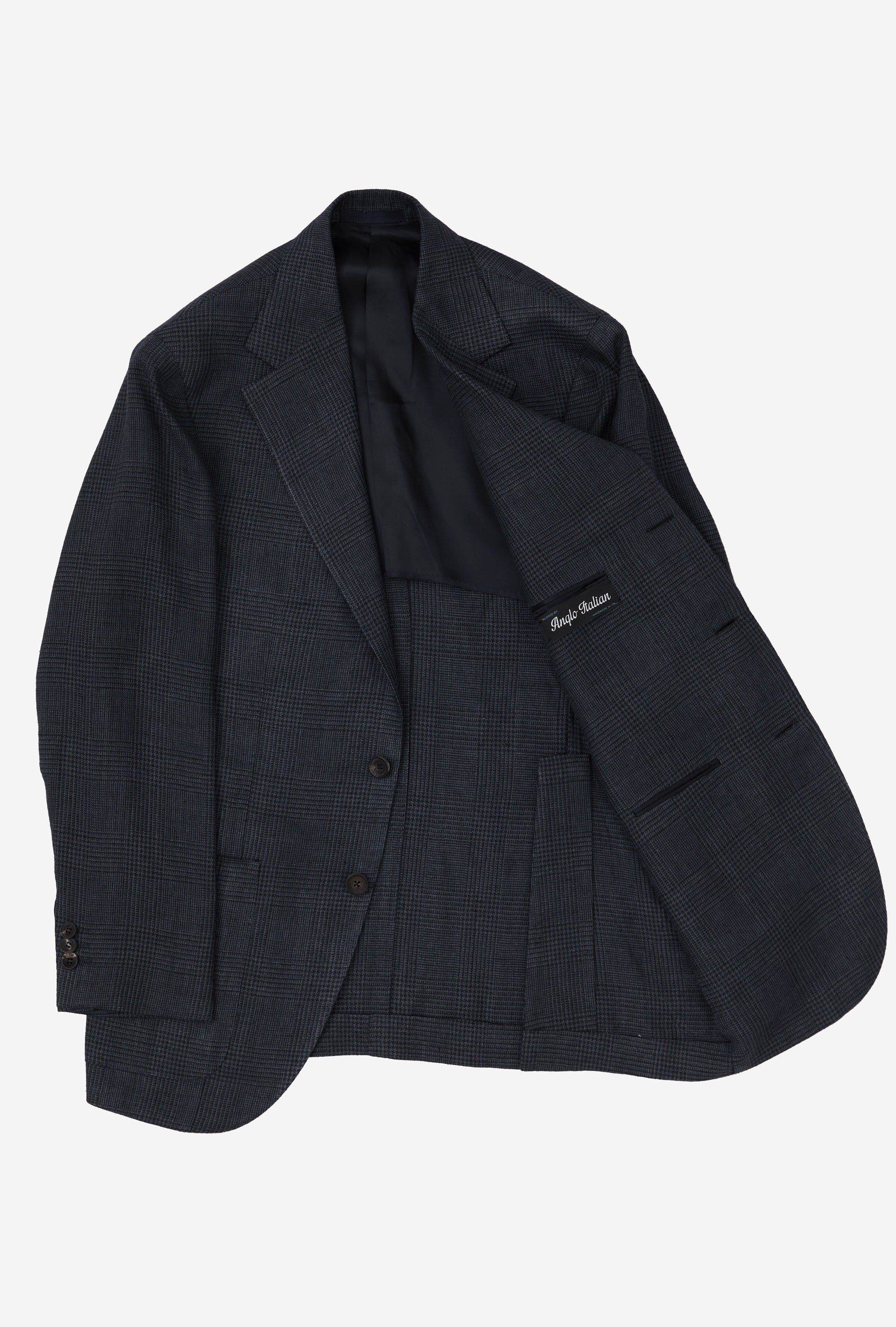 Sport Jacket Silk Linen Navy Glen Plaid