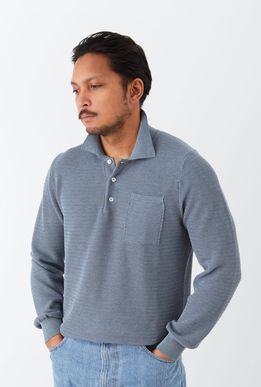Zig Zag Polo Cotton Slate