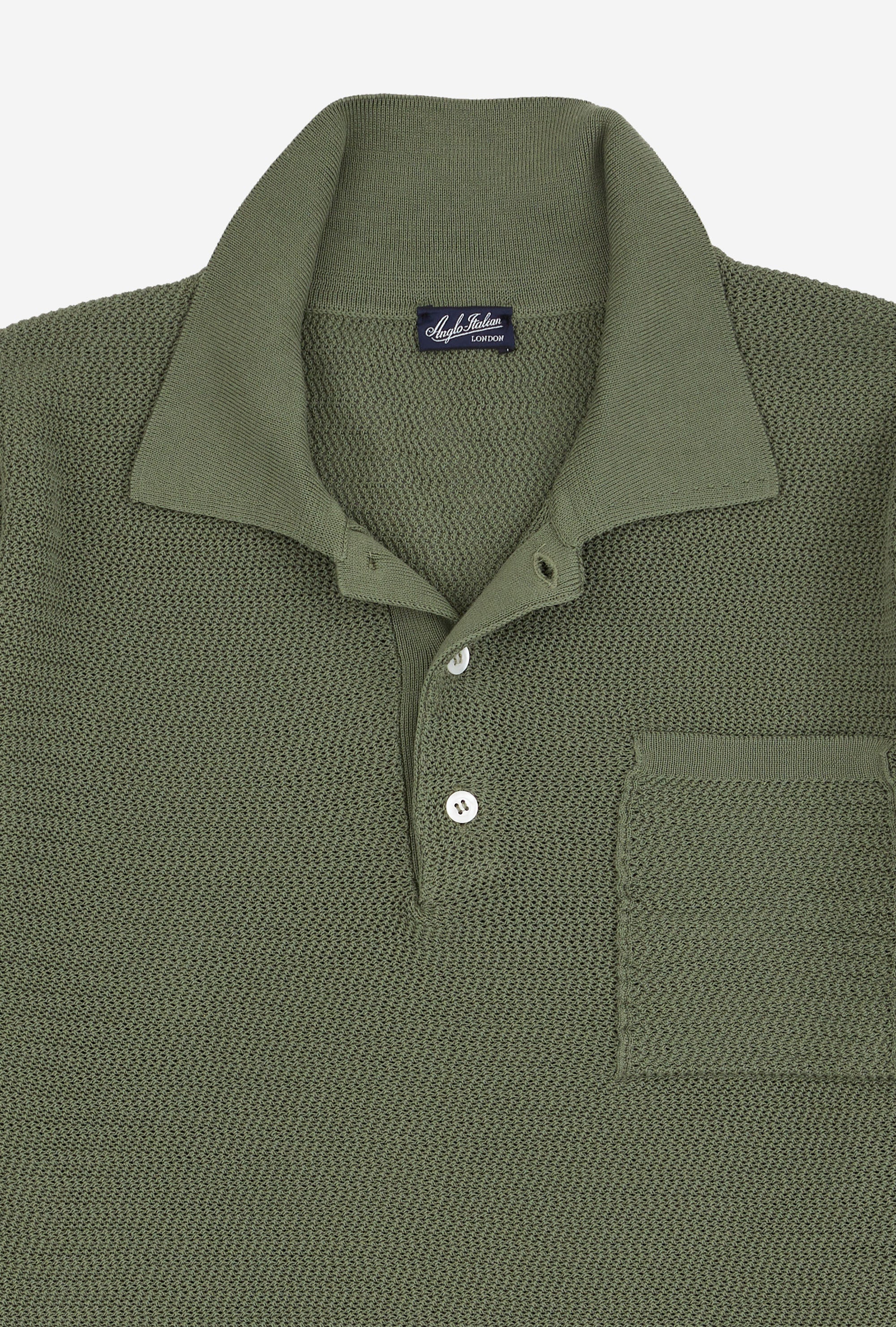 Zig Zag Polo Cotton Sage Green