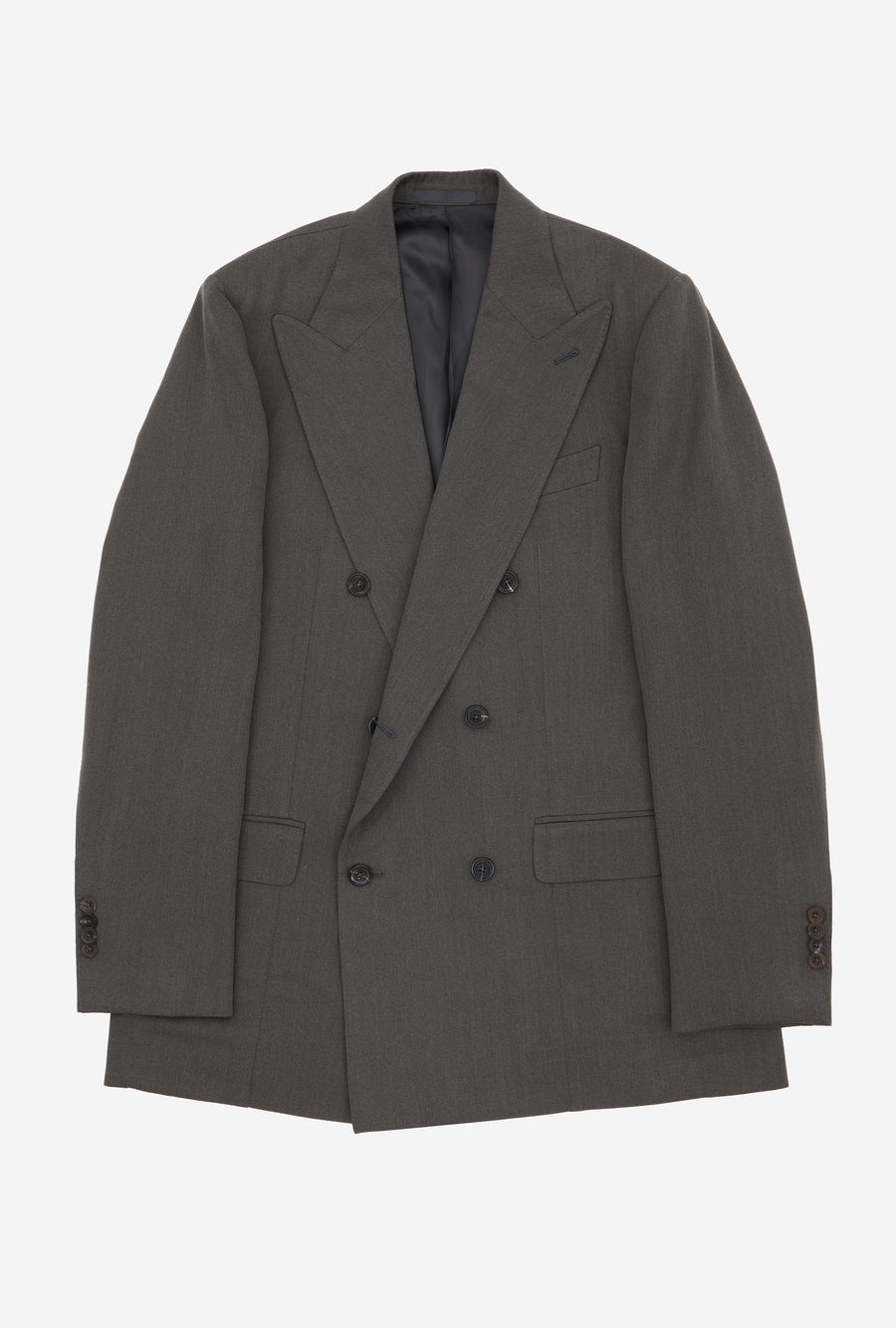Suit Double Breasted Olive Wool Gabardine