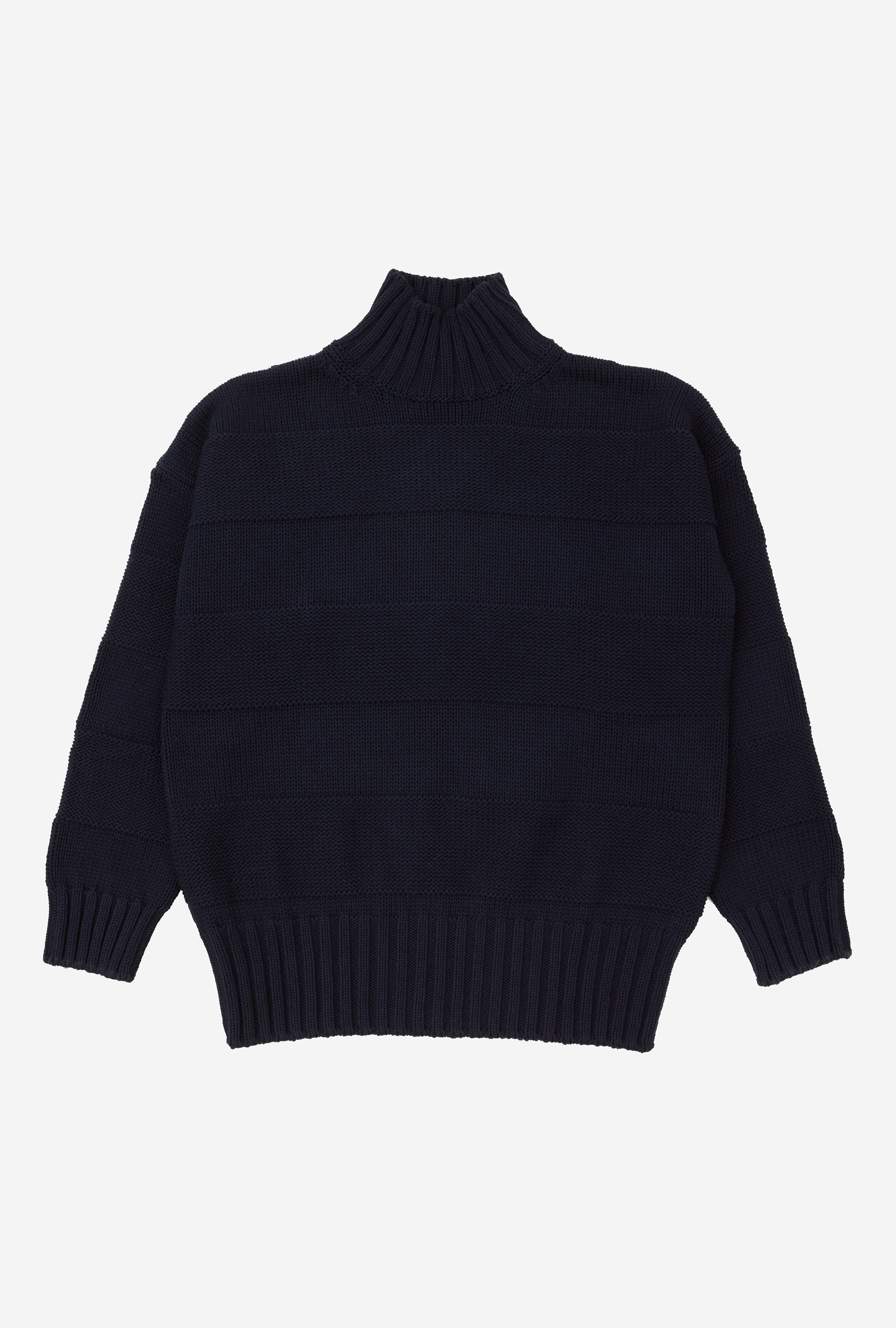 Mockneck Cotton Navy Stripe