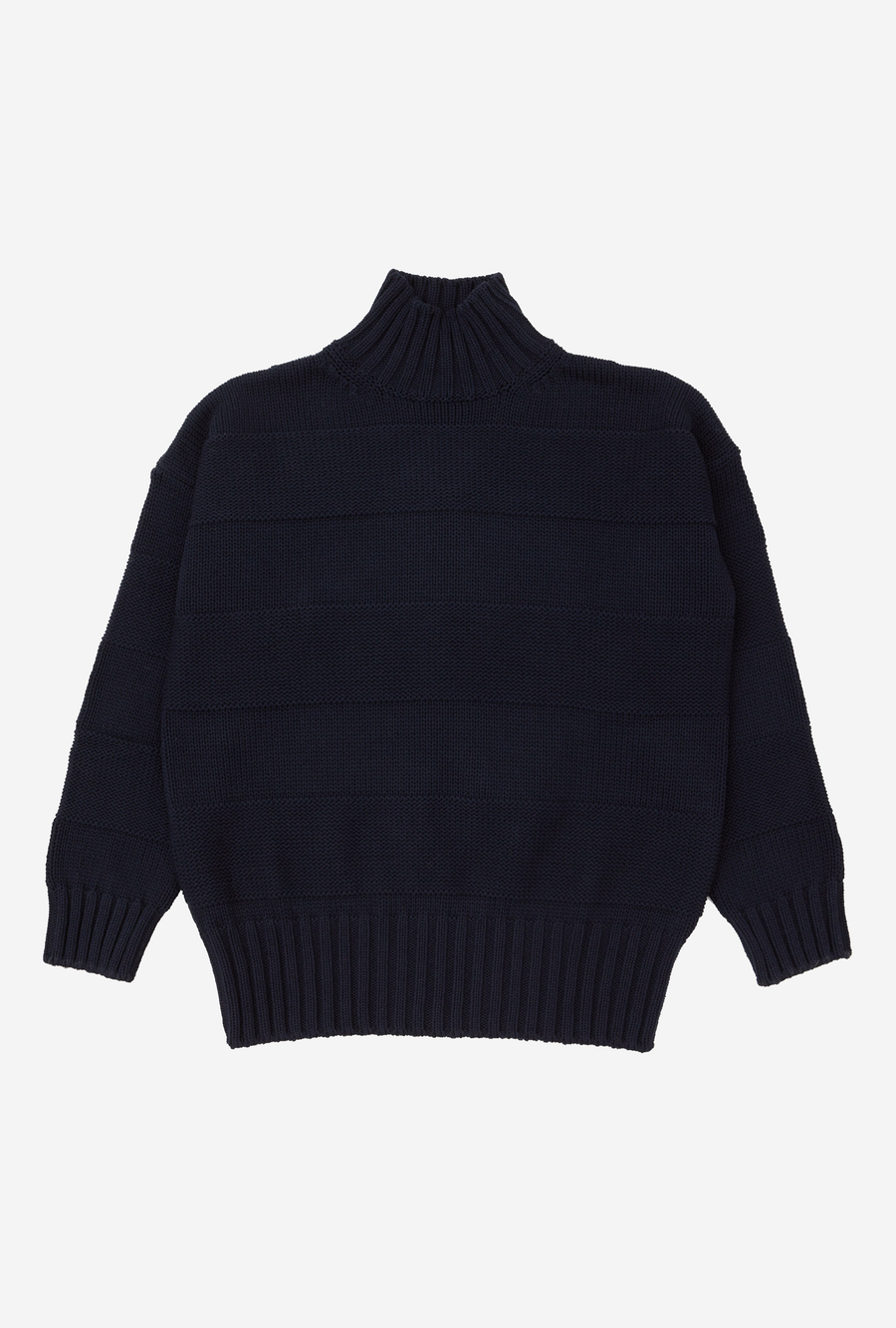Mockneck Cotton Navy Stripe