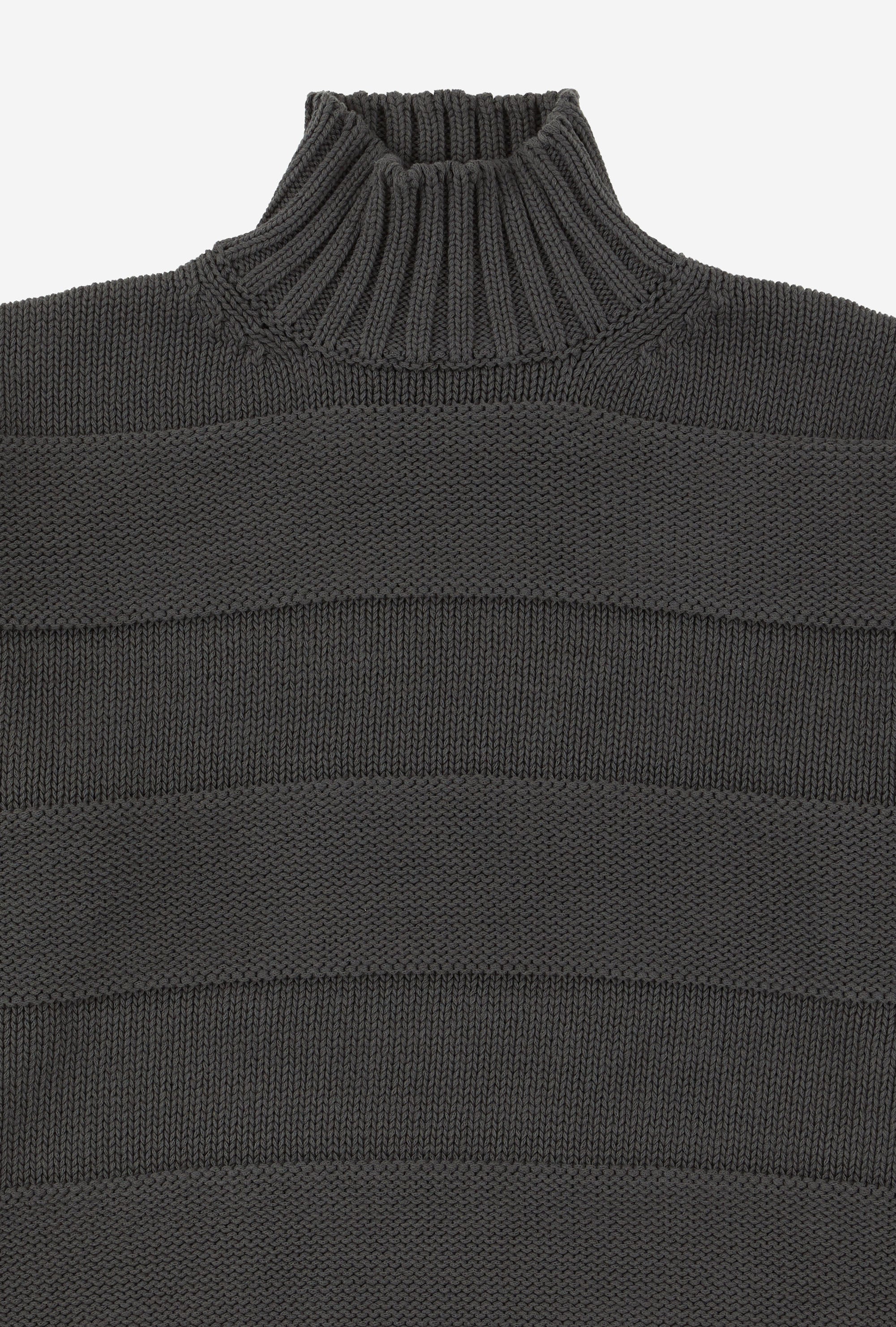 Mockneck Cotton Steel Stripe