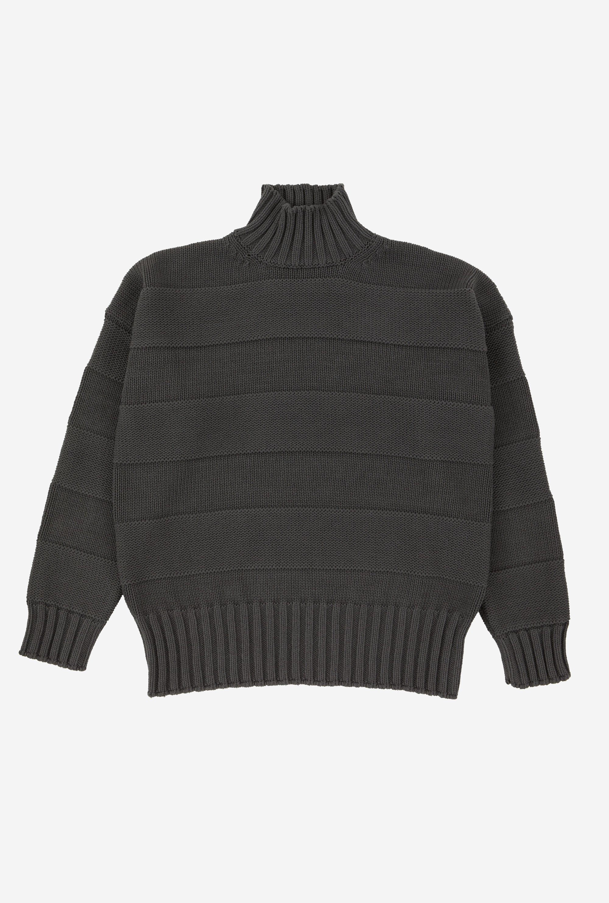 Mockneck Cotton Steel Stripe