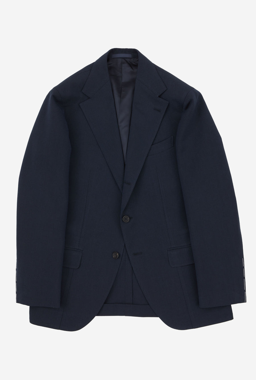 Suit Single Breasted Wool Cotton Navy