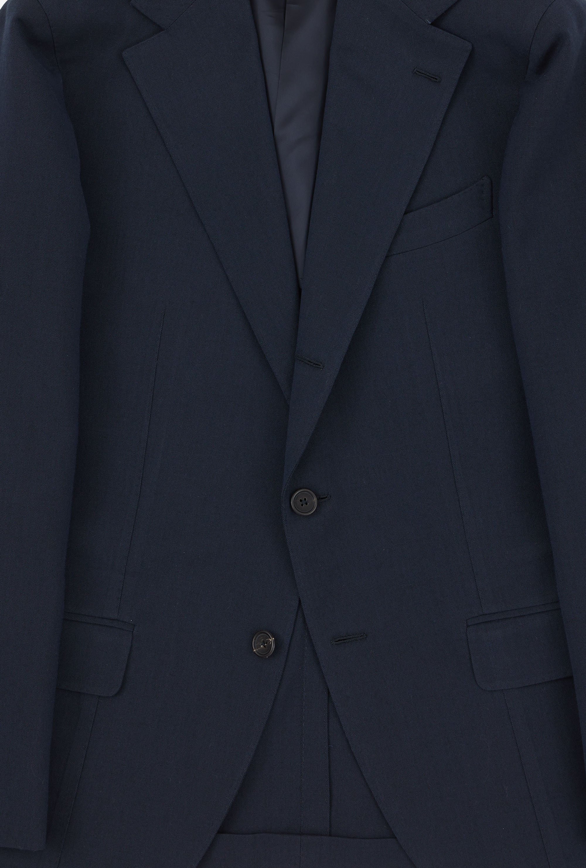 Suit Single Breasted Wool Cotton Navy