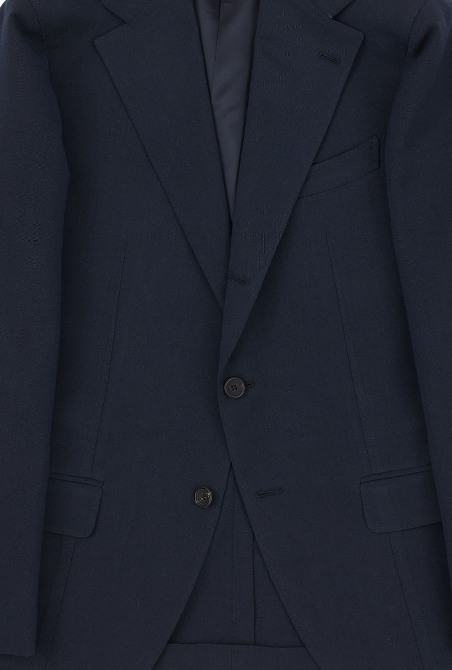 Suit Single Breasted Wool Cotton Navy