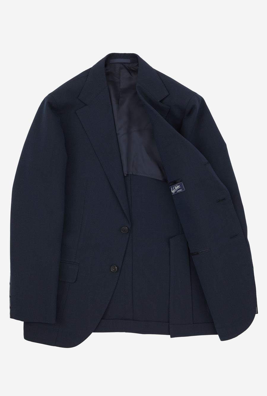 Suit Single Breasted Wool Cotton Navy