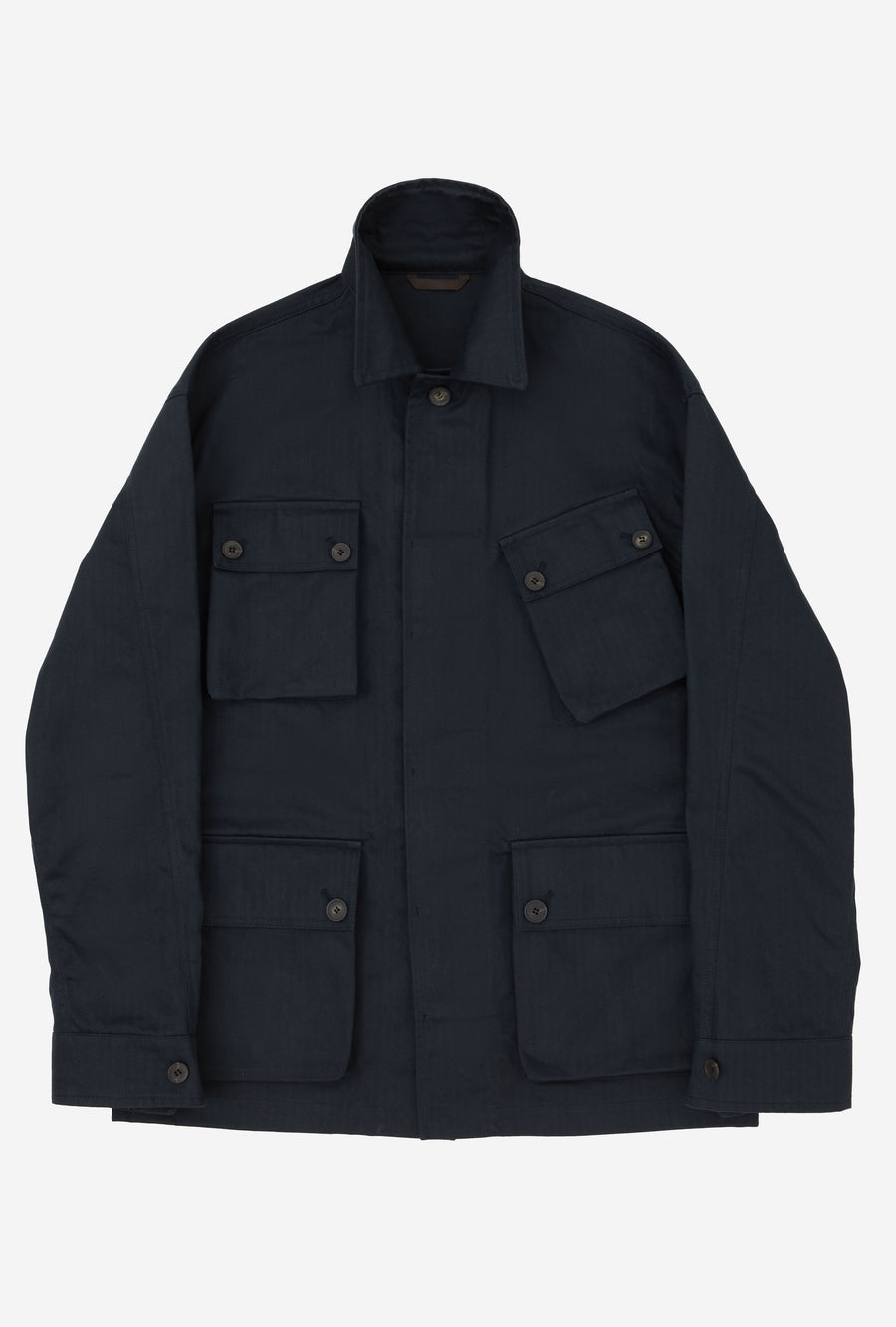 Field Jacket Waxed Cotton Canvas Navy