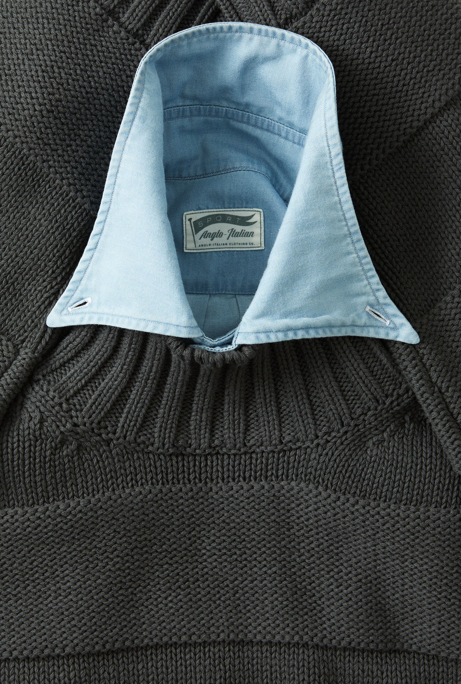 Mockneck Cotton Steel Stripe