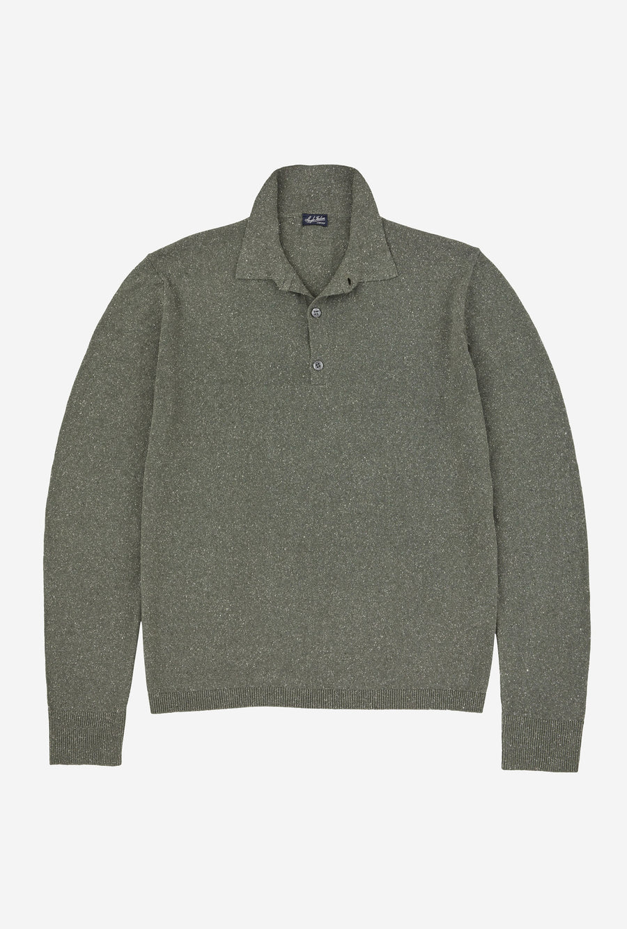 Knitted Polo Silk Sage Melange
