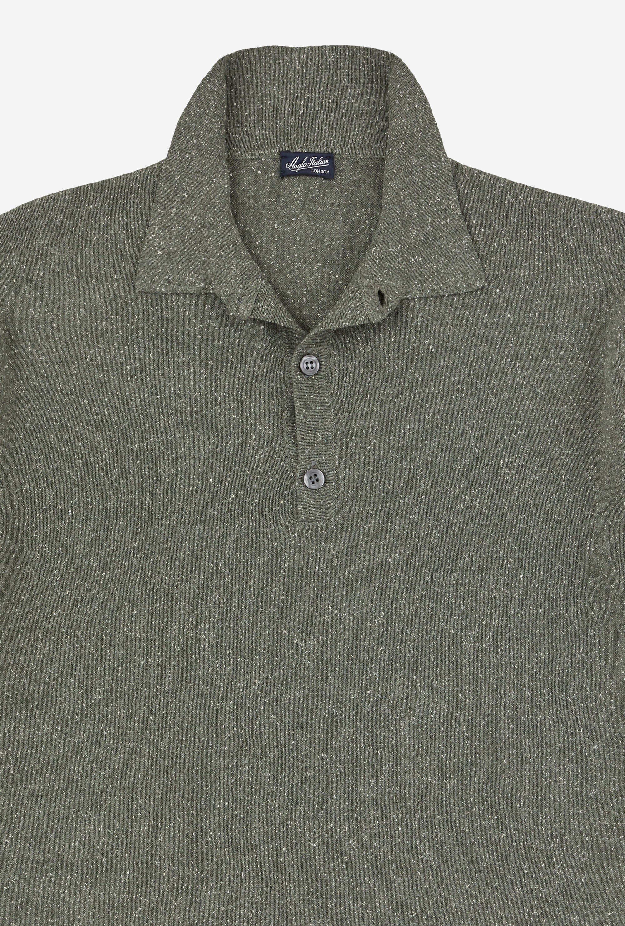 Knitted Polo Silk Sage Melange