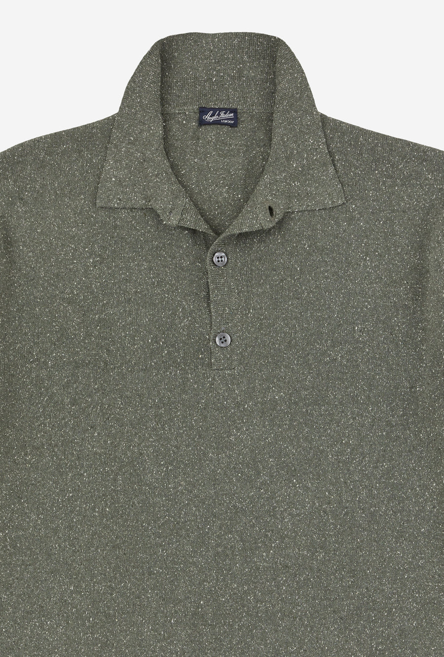 Knitted Polo Silk Sage Melange