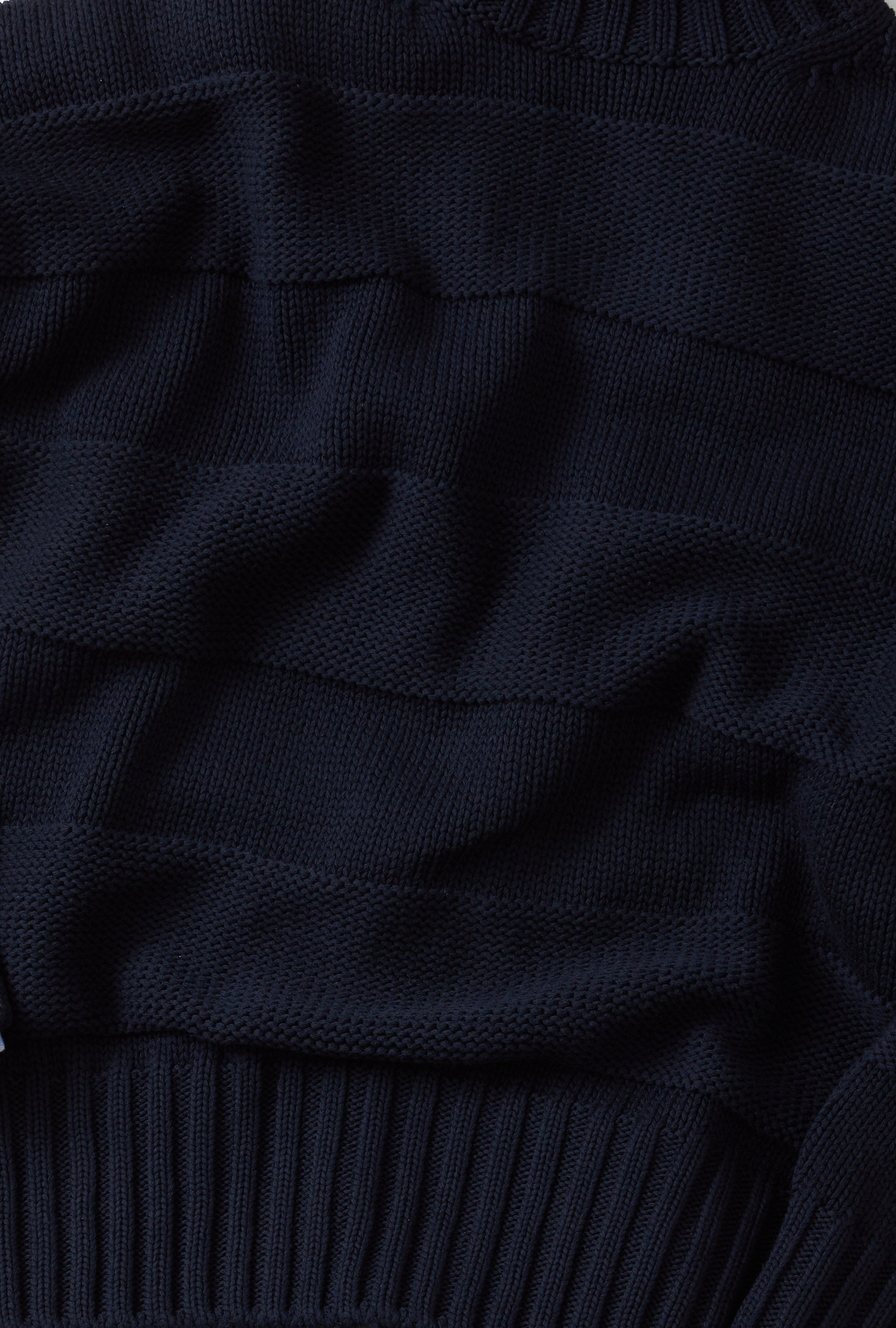 Mockneck Cotton Navy Stripe