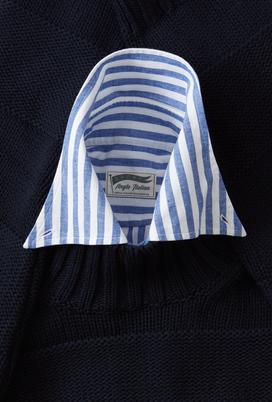 Mockneck Cotton Navy Stripe