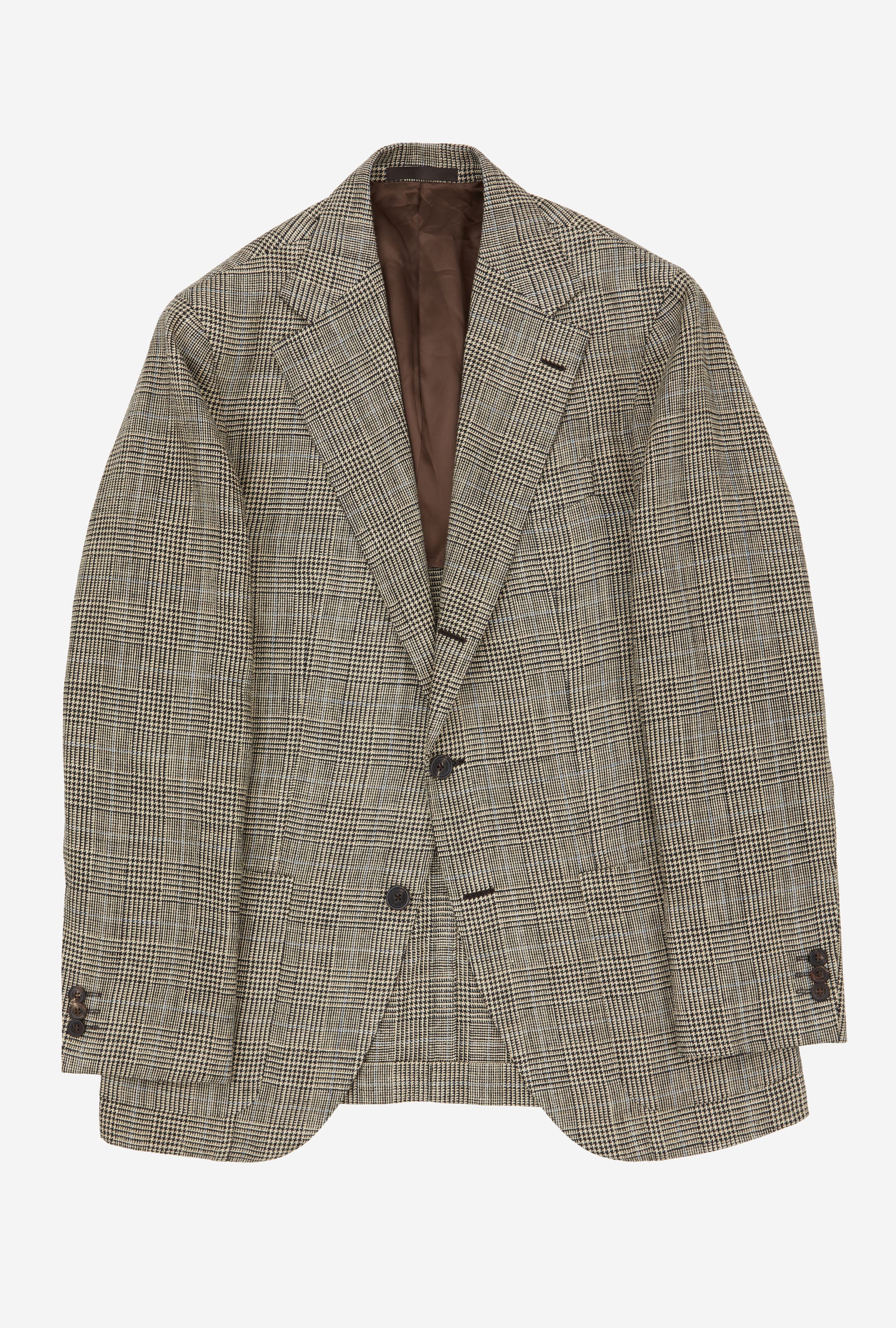 Sport Jacket Silk-Linen Stone Glen Plaid Sky Overcheck
