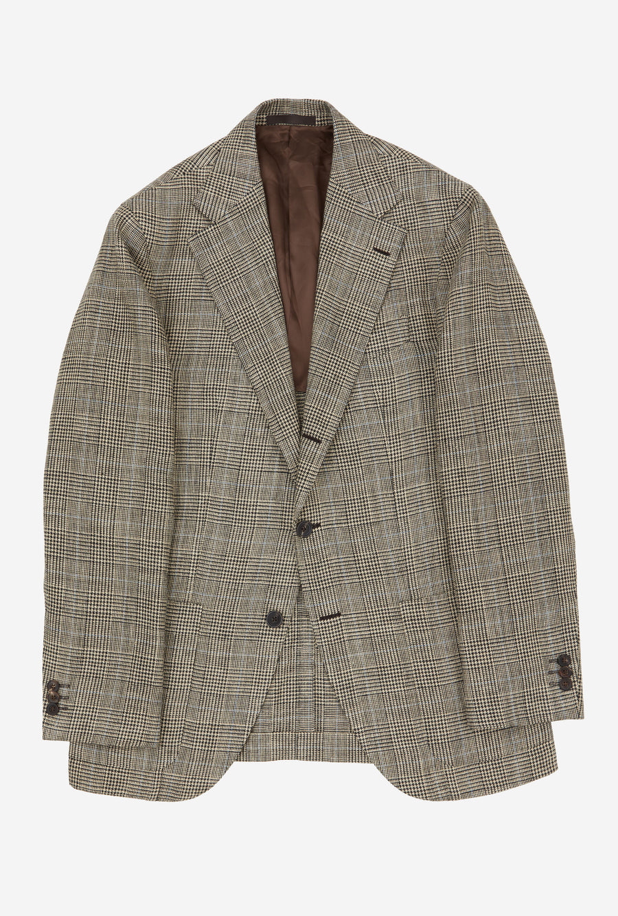 Sport Jacket Silk-Linen Stone Glen Plaid Sky Overcheck