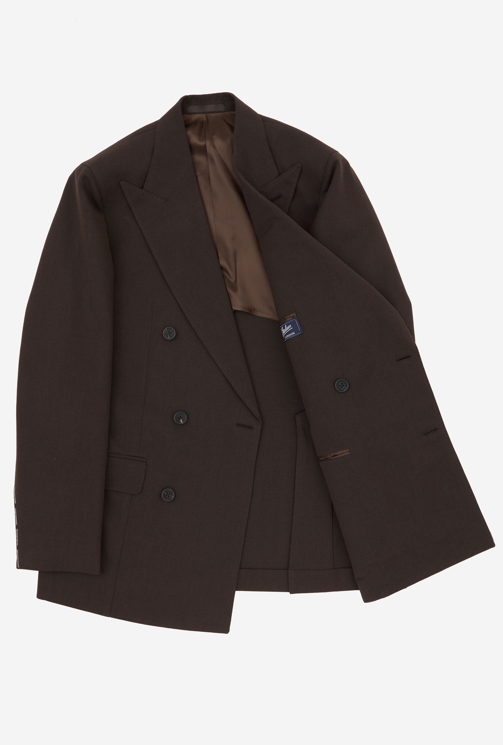Suit Double Breasted Wool Cotton Brown