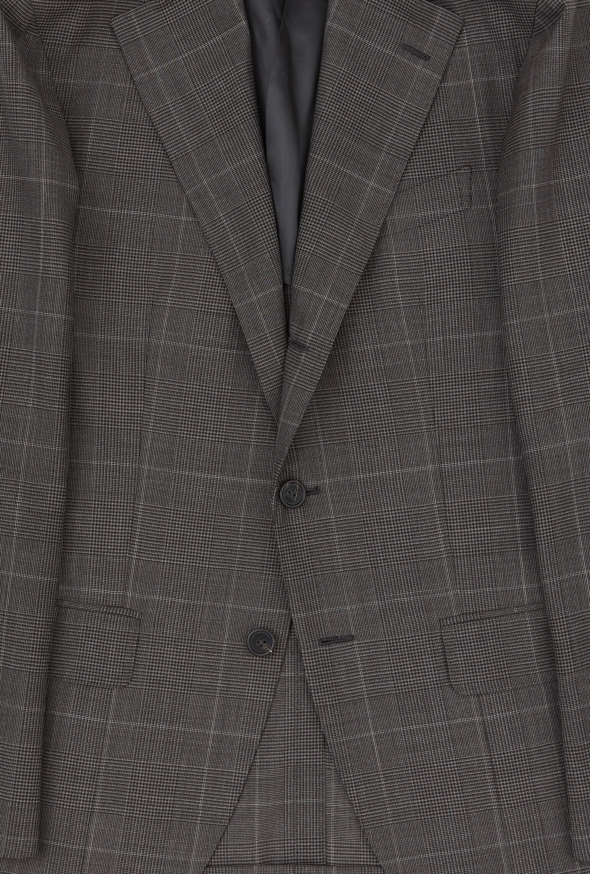 Suit Single Breasted Dark Taupe Glen Plaid Stone Overcheck