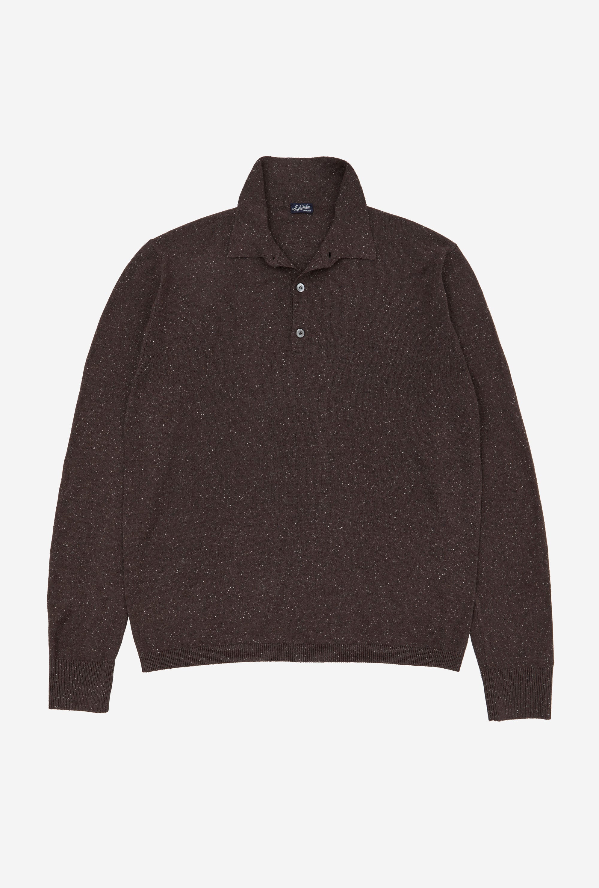 Knitted Polo Silk Brown Melange