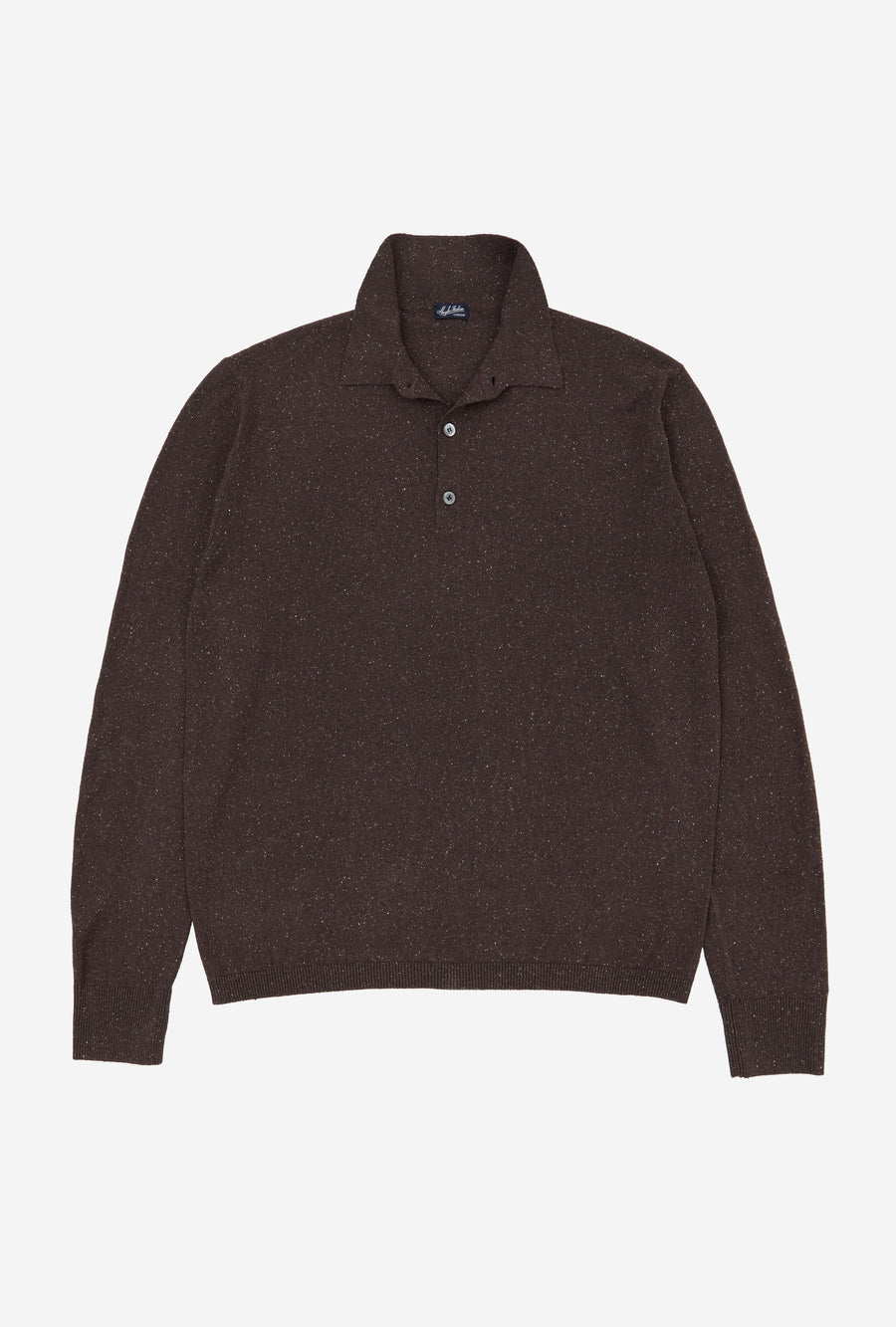 Knitted Polo Silk Brown Melange