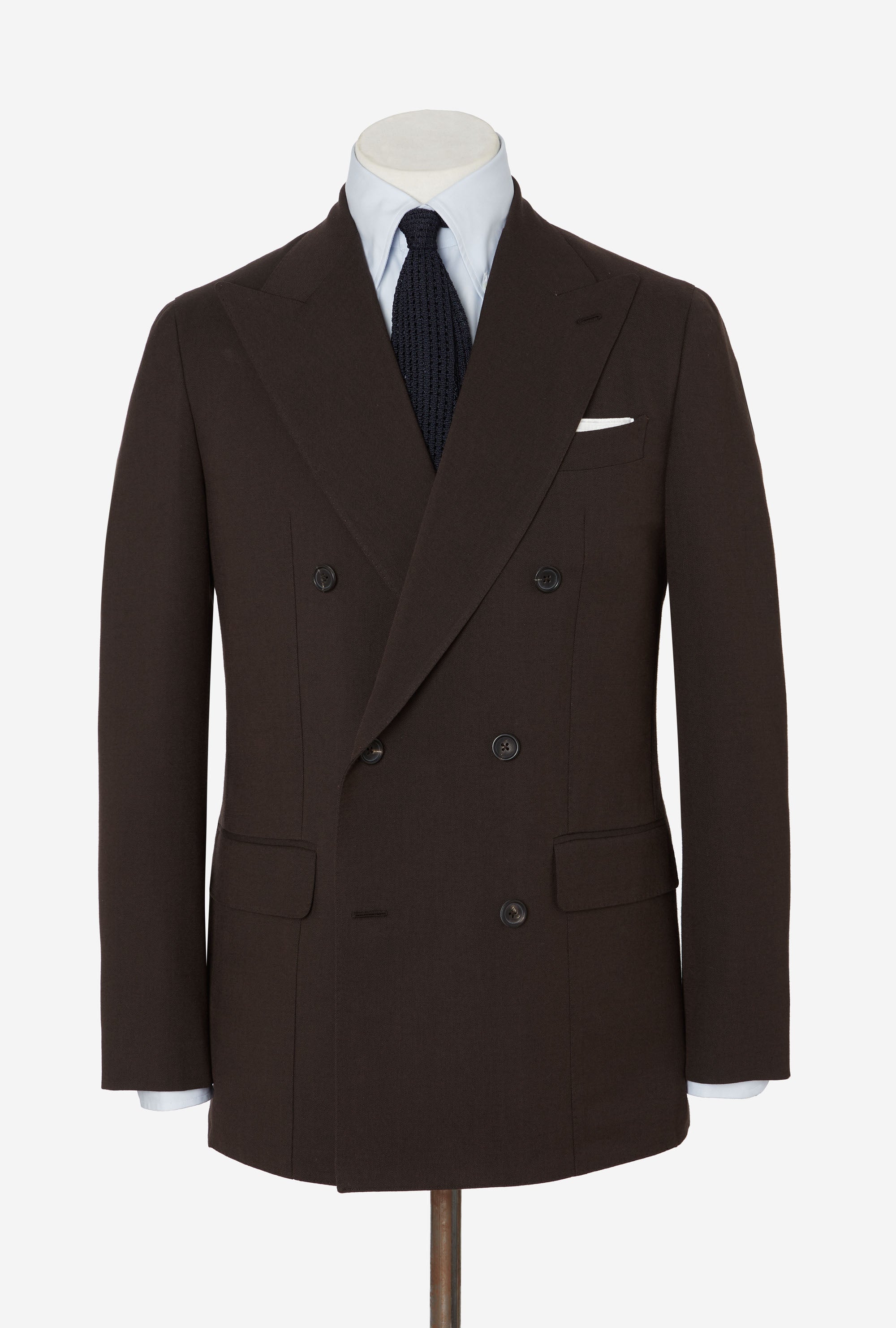 Suit Double Breasted Wool Cotton Brown