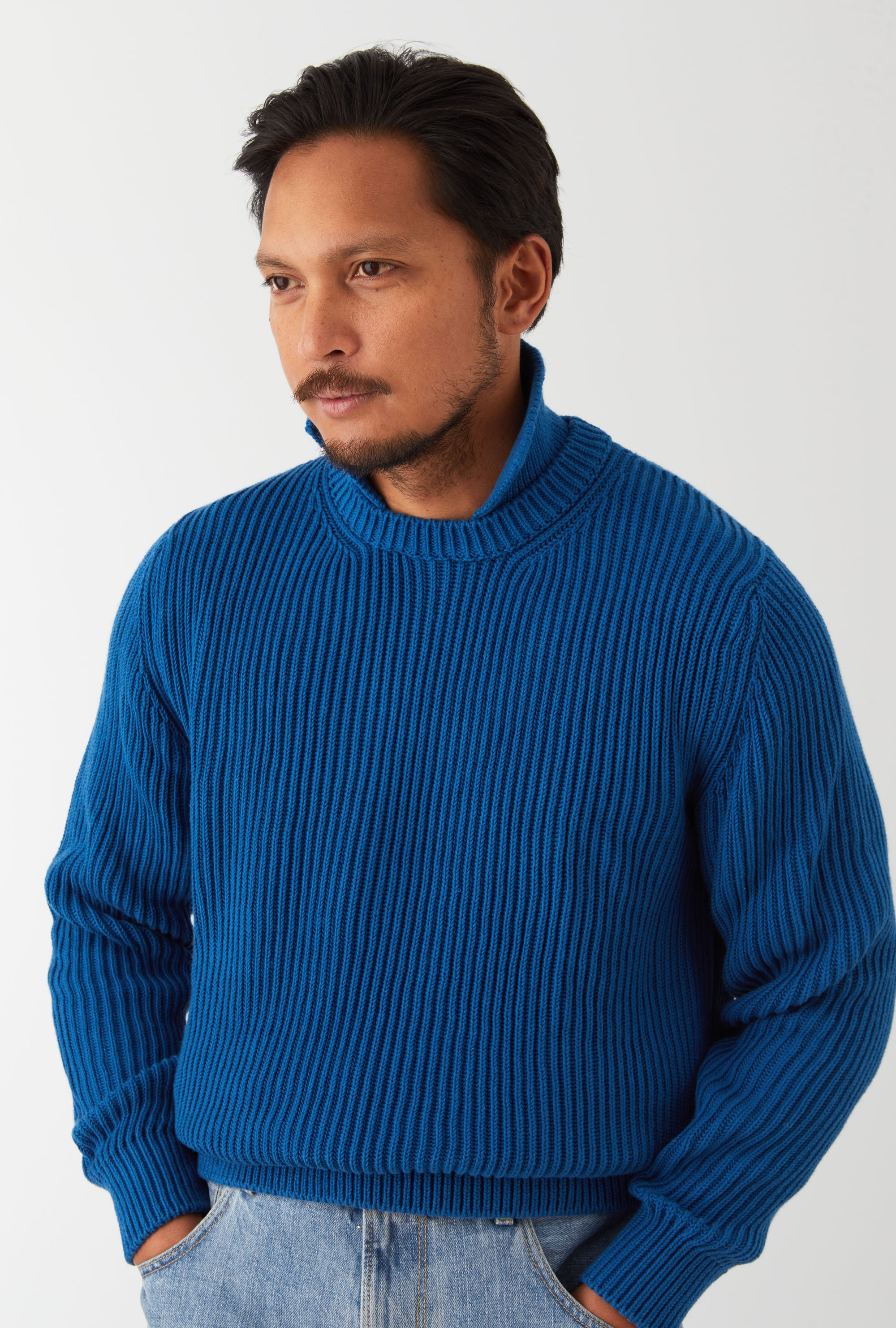 Stromboli Ribbed Cotton Wool Cobalt Blue