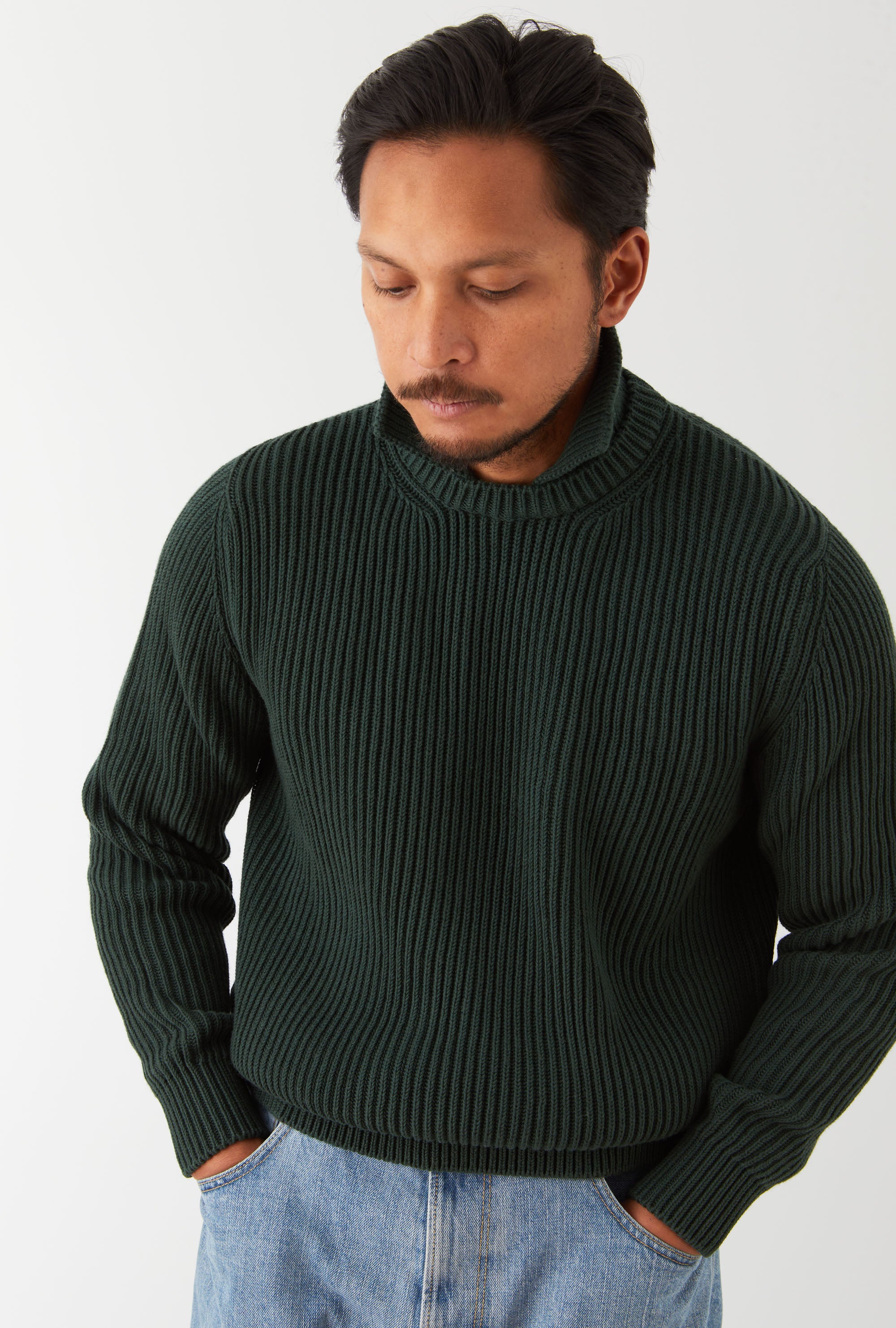 Stromboli Ribbed Cotton Wool Pine Green
