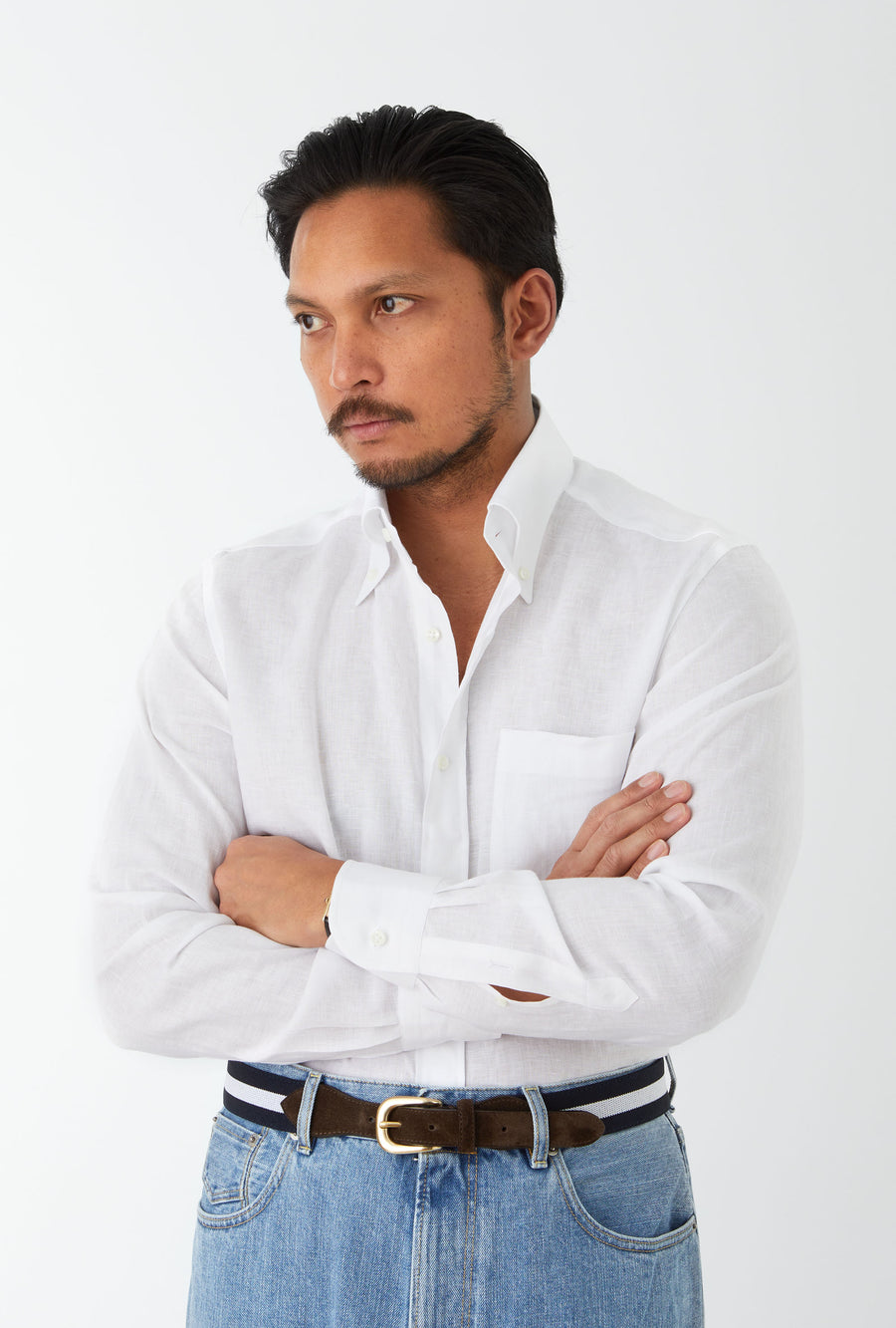 Button Down Linen Shirt White