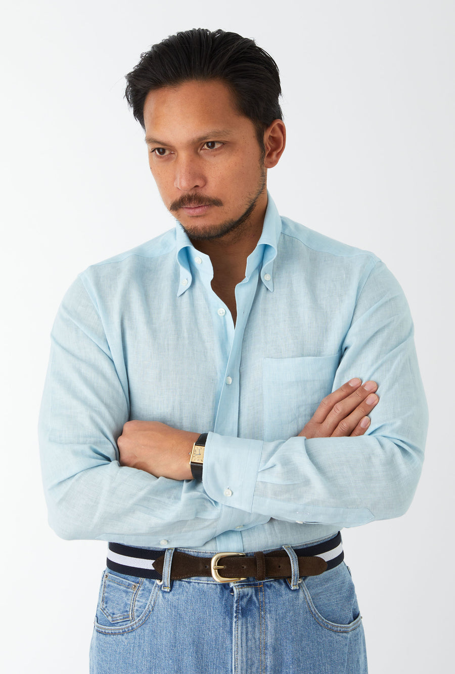Button Down Linen Shirt Teal