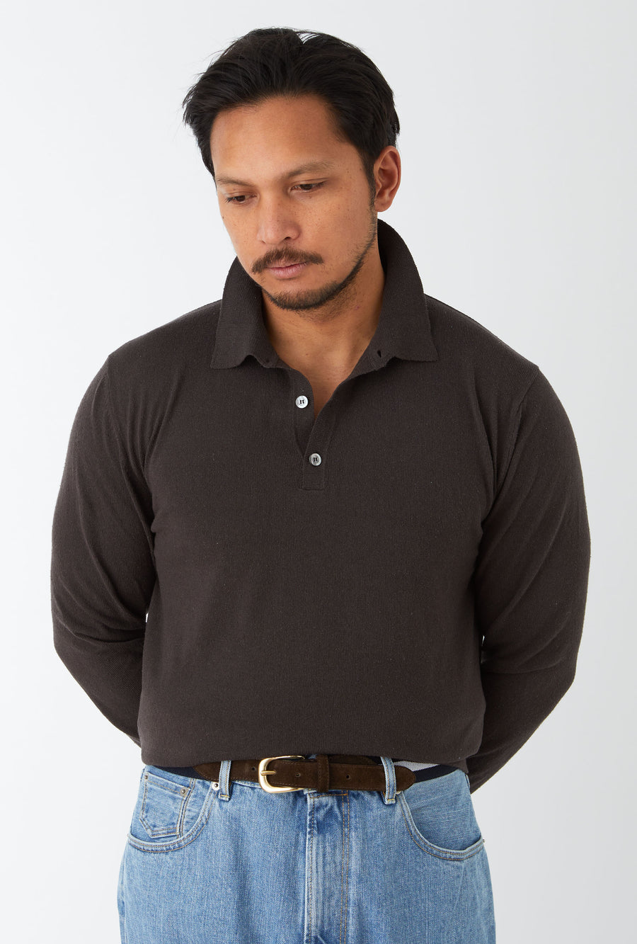 Knitted Polo Silk Chocolate