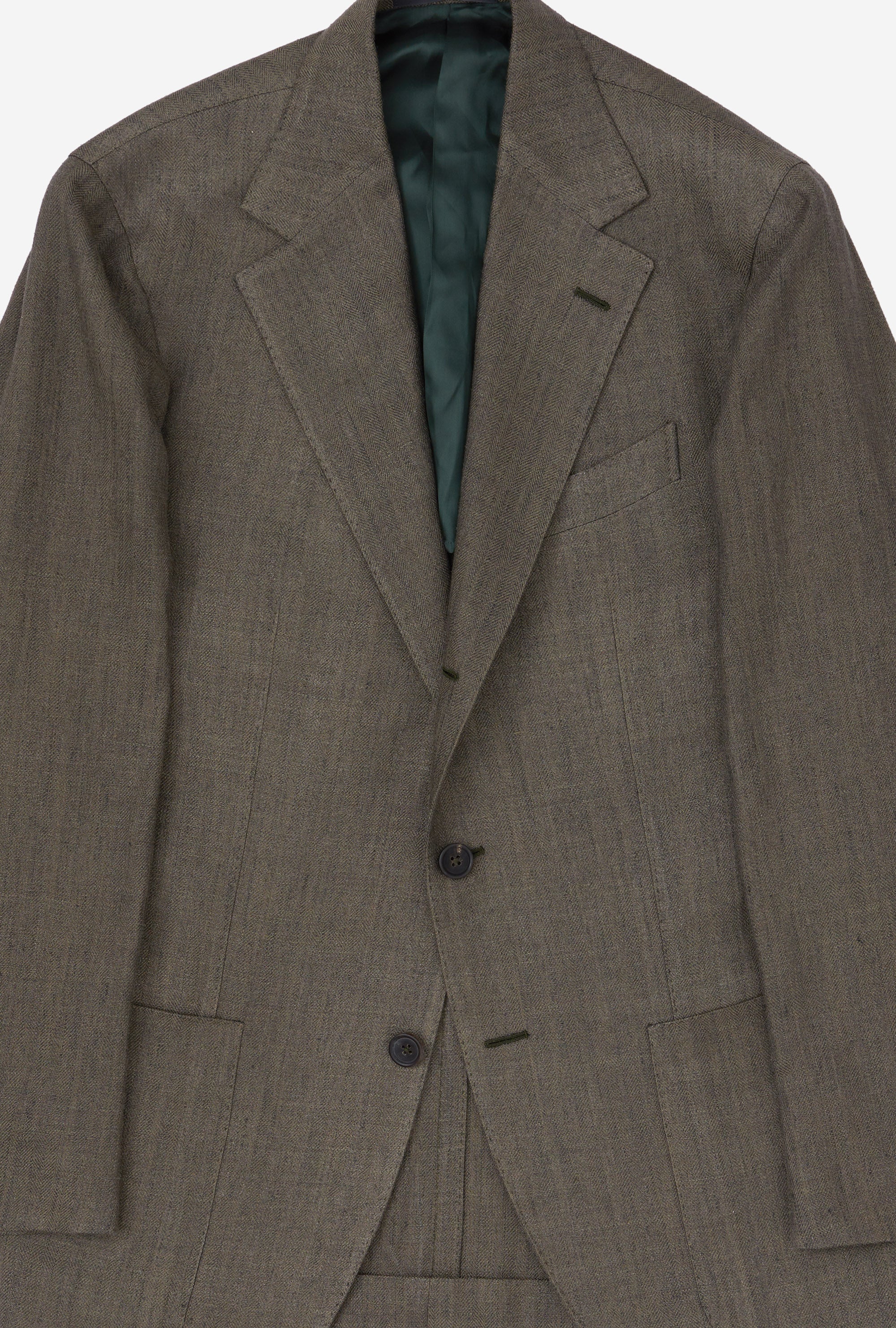 Sport Jacket Silk Linen Olive Herringbone