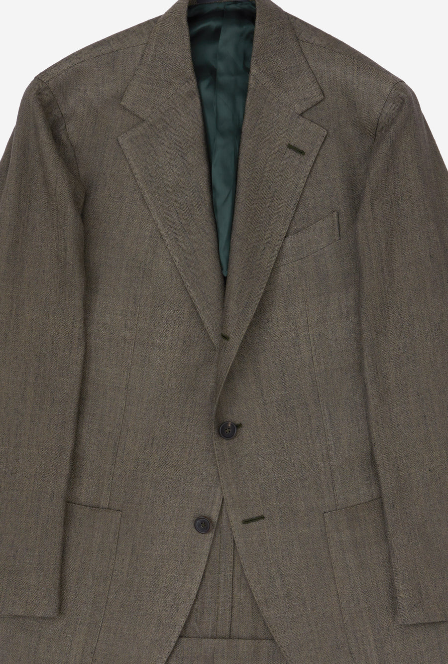 Sport Jacket Silk Linen Olive Herringbone