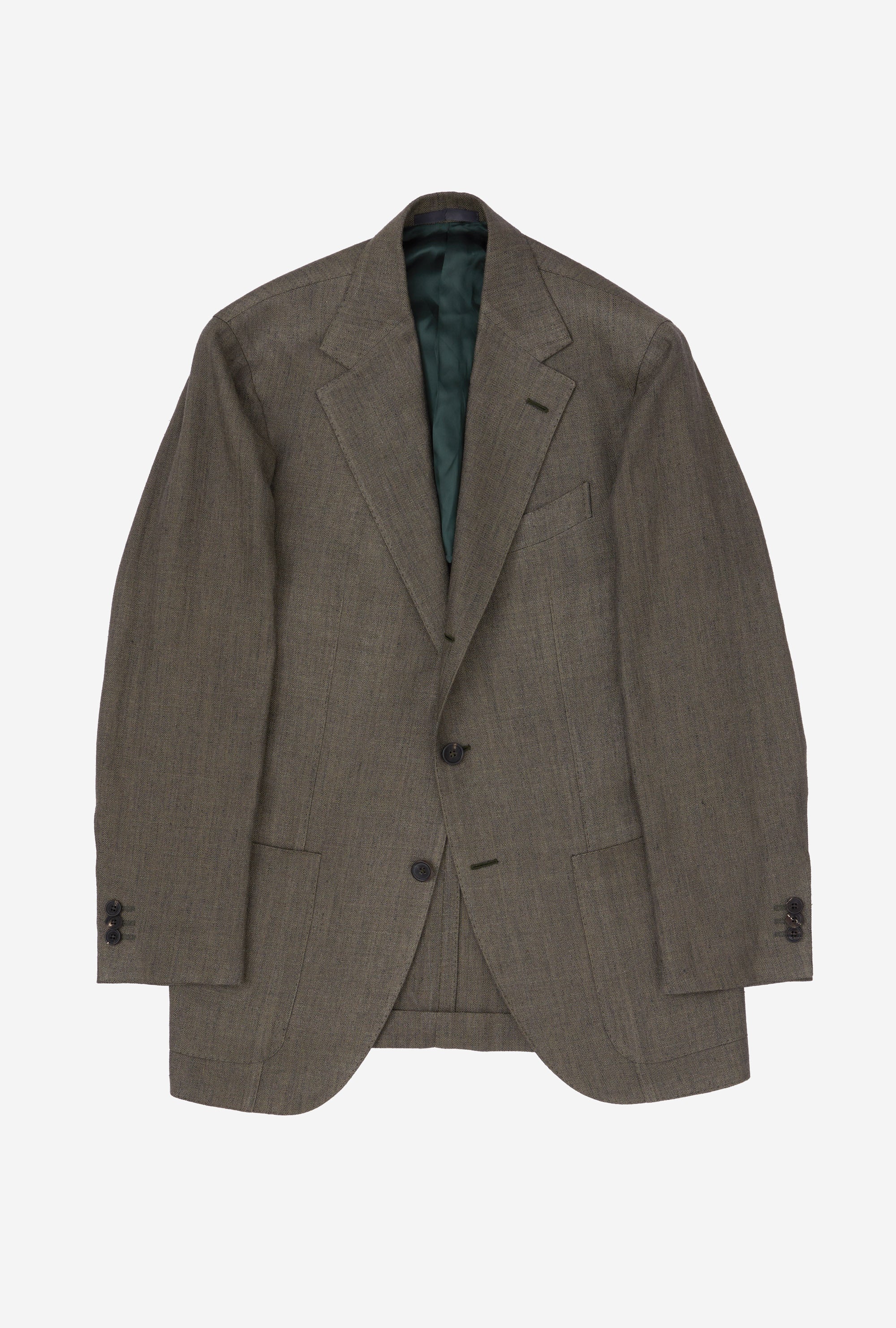 Sport Jacket Silk Linen Olive Herringbone