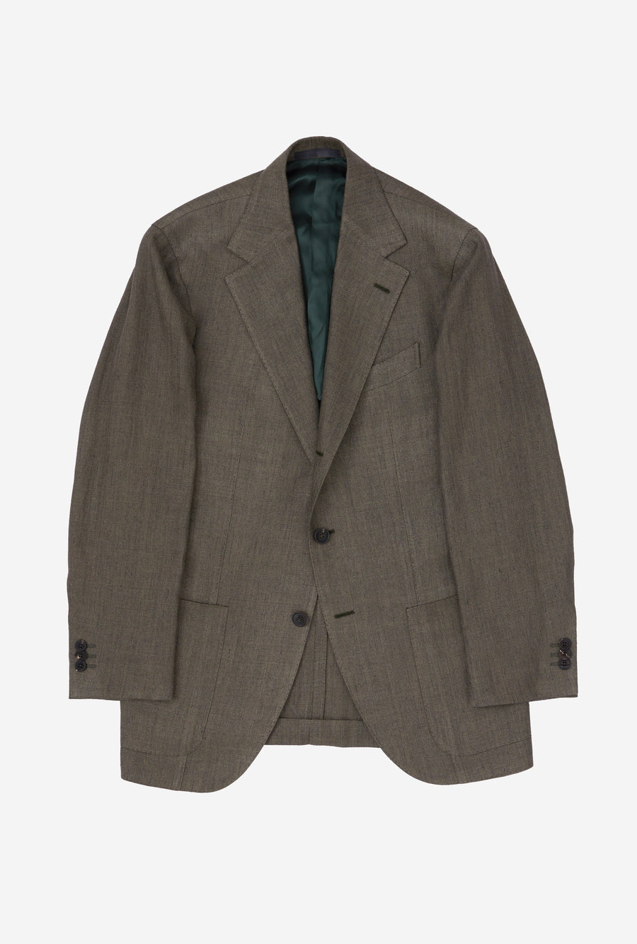 Sport Jacket Silk Linen Olive Herringbone