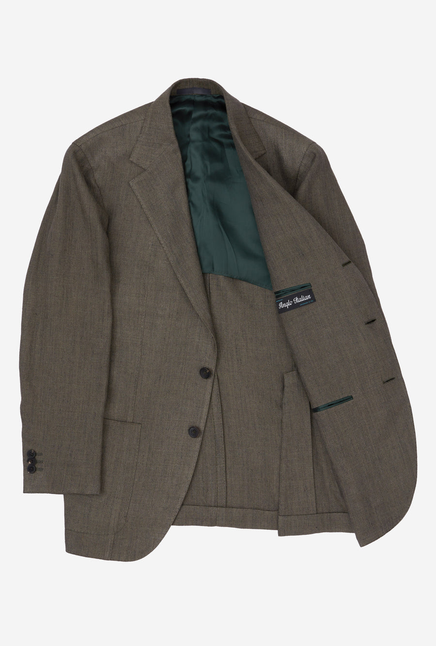 Sport Jacket Silk Linen Olive Herringbone