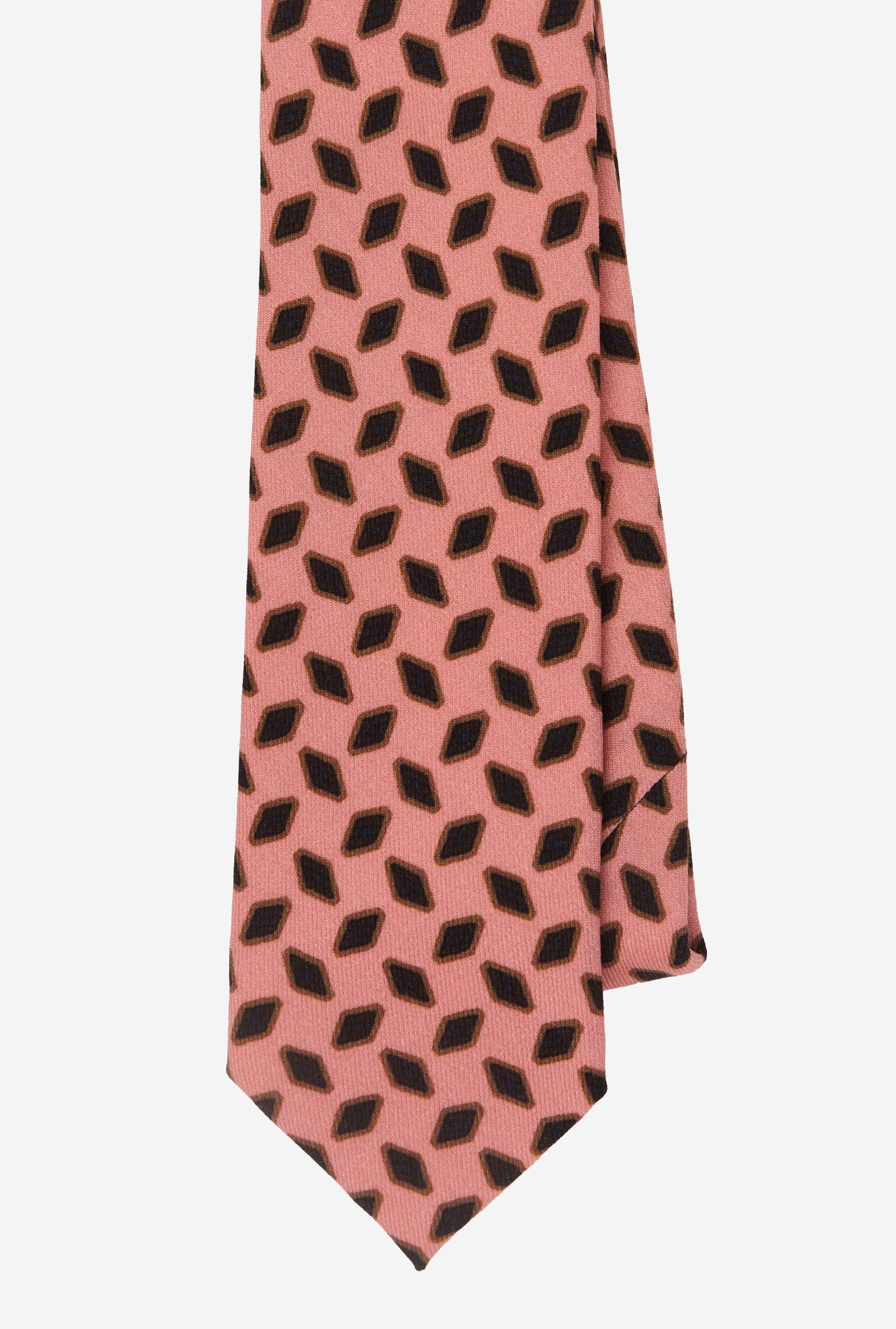 Wool Tie Rhomboid Pink Rust Coffee