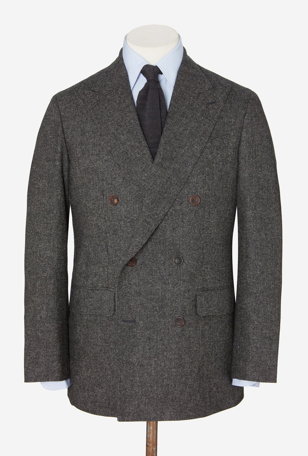 Suit Double Breasted Charcoal Nailhead Flannel