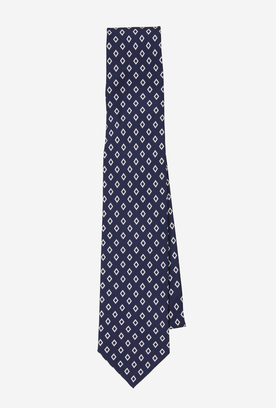 Dry Silk Tie Navy White Diamond
