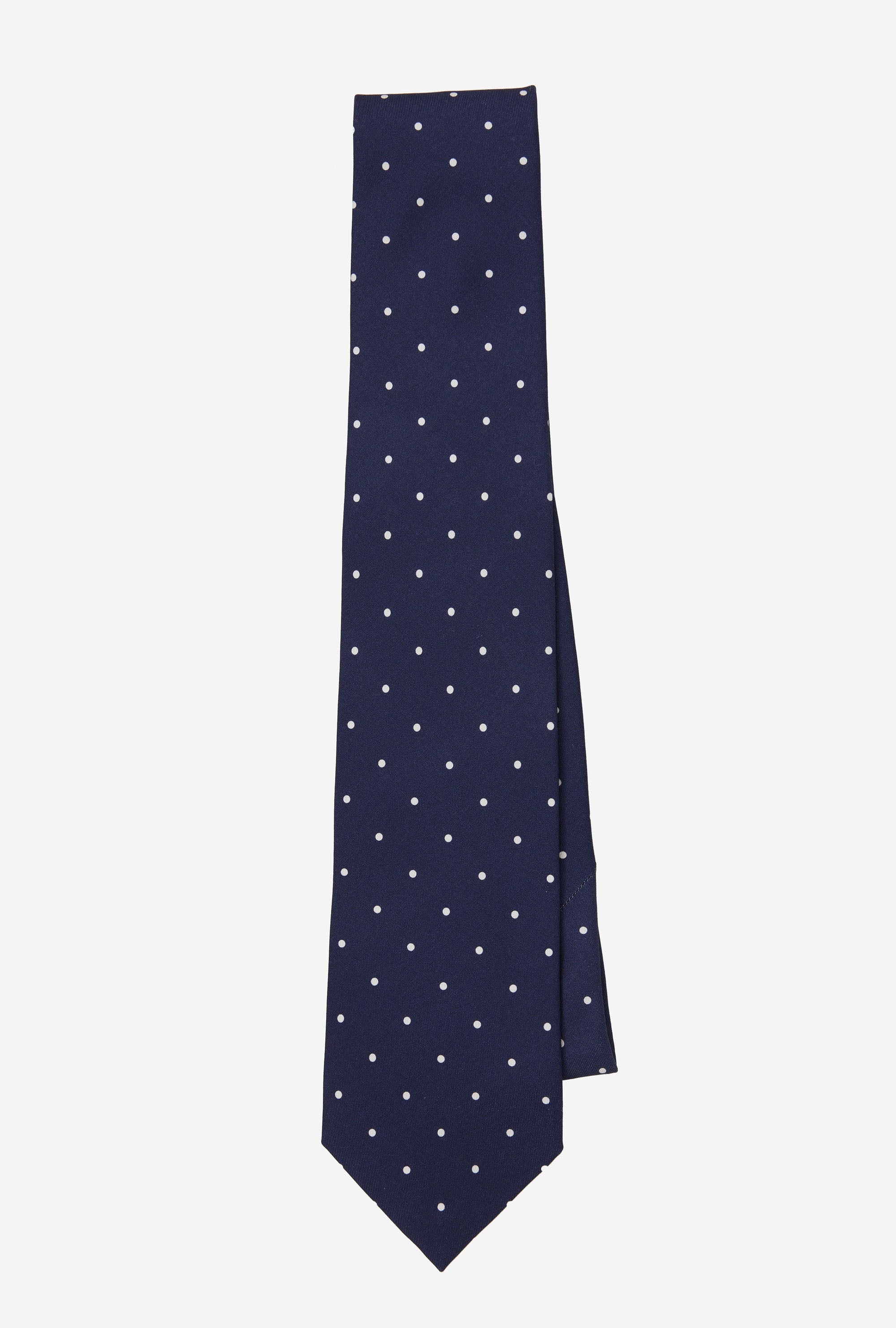 Dry Silk Tie Navy White Dot