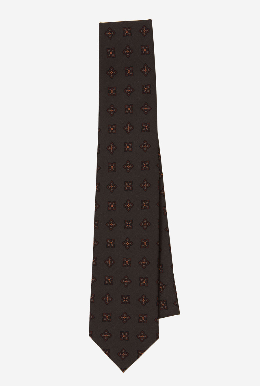 Silk Tie Geometric Olive Ochre Green