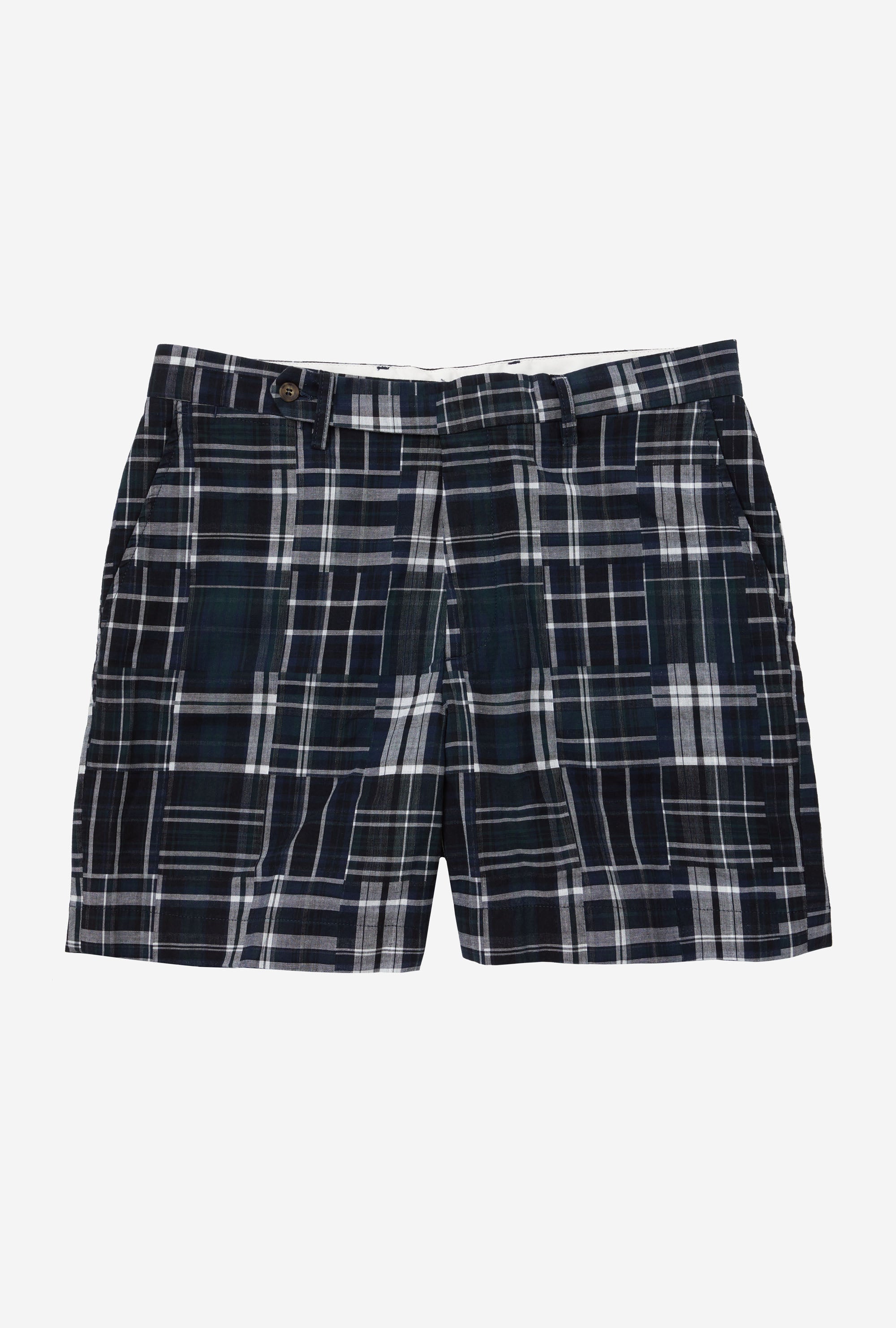 Madras Shorts Patchwork Navy