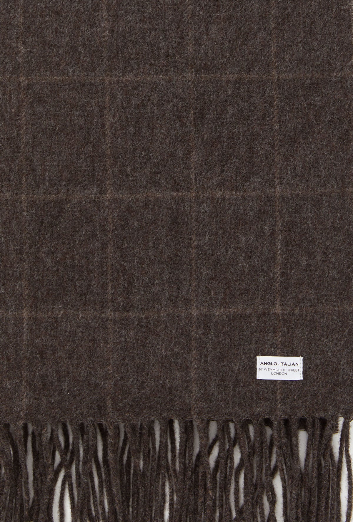 Wool Scarf Brown Melange Taupe Overcheck